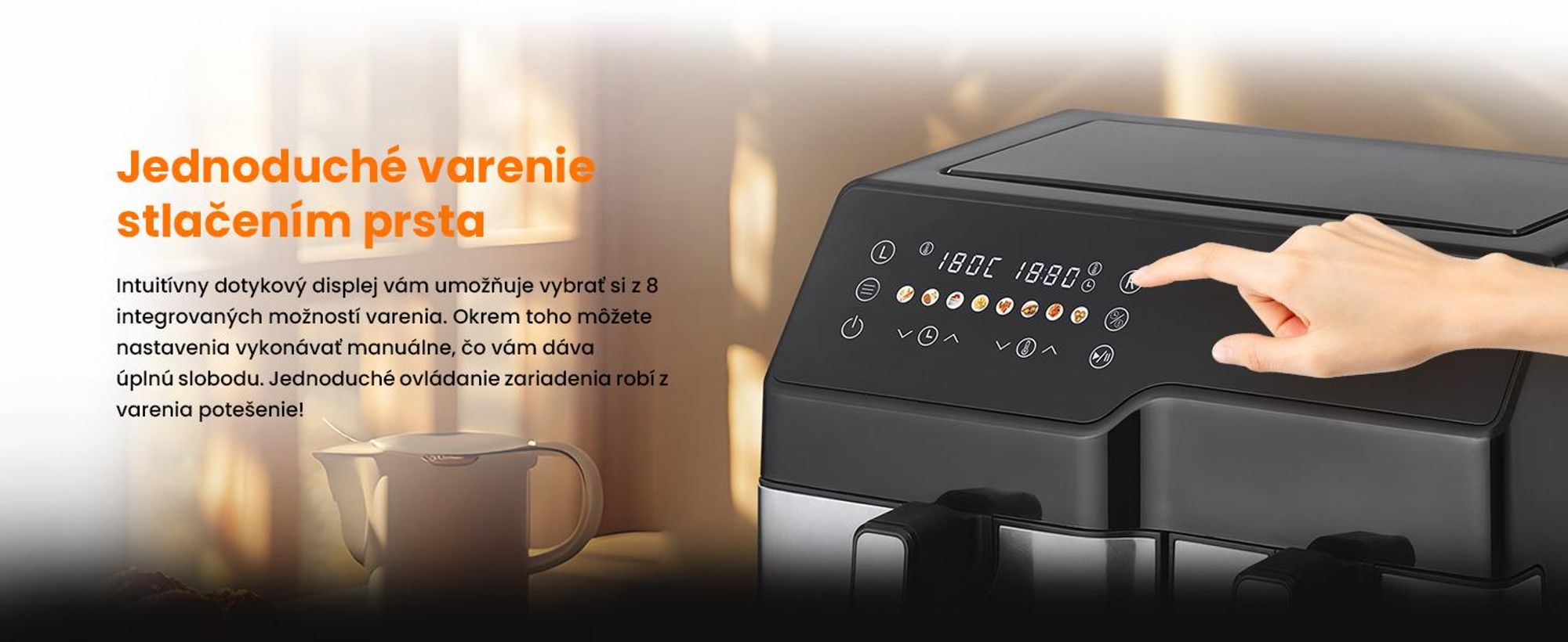 Extralink Air Fryer SJ-1000 10 l (6 l + 4 l), 2500 W, Dual Basket, teplovzdušná fritéza