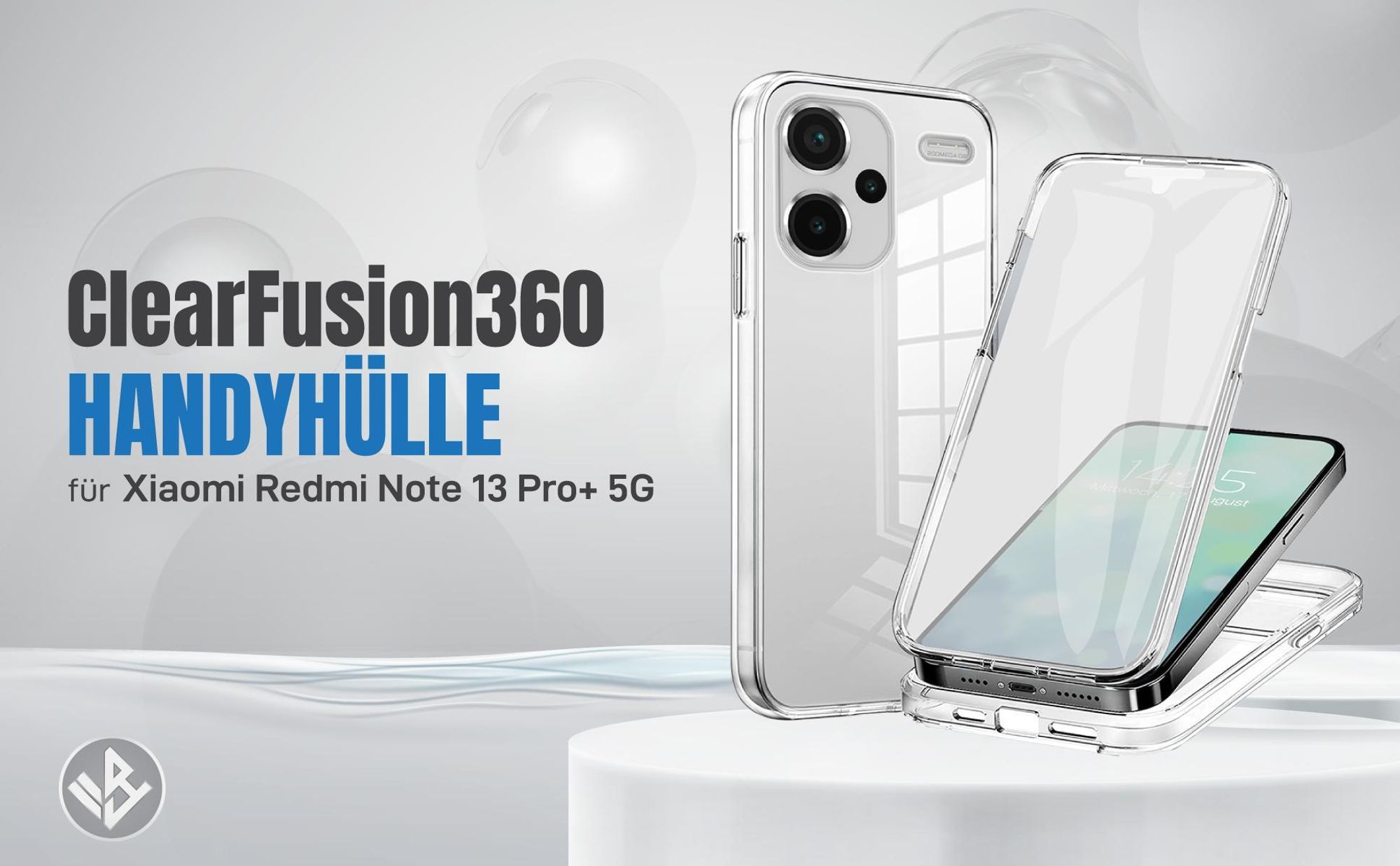 Transparente 360 Grad Hülle für Xiaomi Redmi Note 13 Pro+ 5G mit Kameraschutz