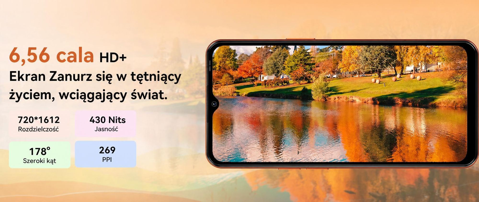 Telefon komórkowy Blackview WAVE 7C 2026 bez umowy, 6,56", Android 16, 16 GB + 64 GB / karta TF do 2 TB, Face ID, bateria 5000 mAh, aparat 32 MP, dwie karty SIM, Wi-Fi 5, IP54