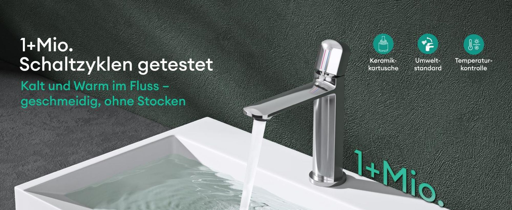 Mai & Mai Armatur Bad Wasserhahn Badezimmer Waschtischarmatur Einhebelmischer Mischbatterie Bad aus Messing mit Wassersparfunktion Silber 1190