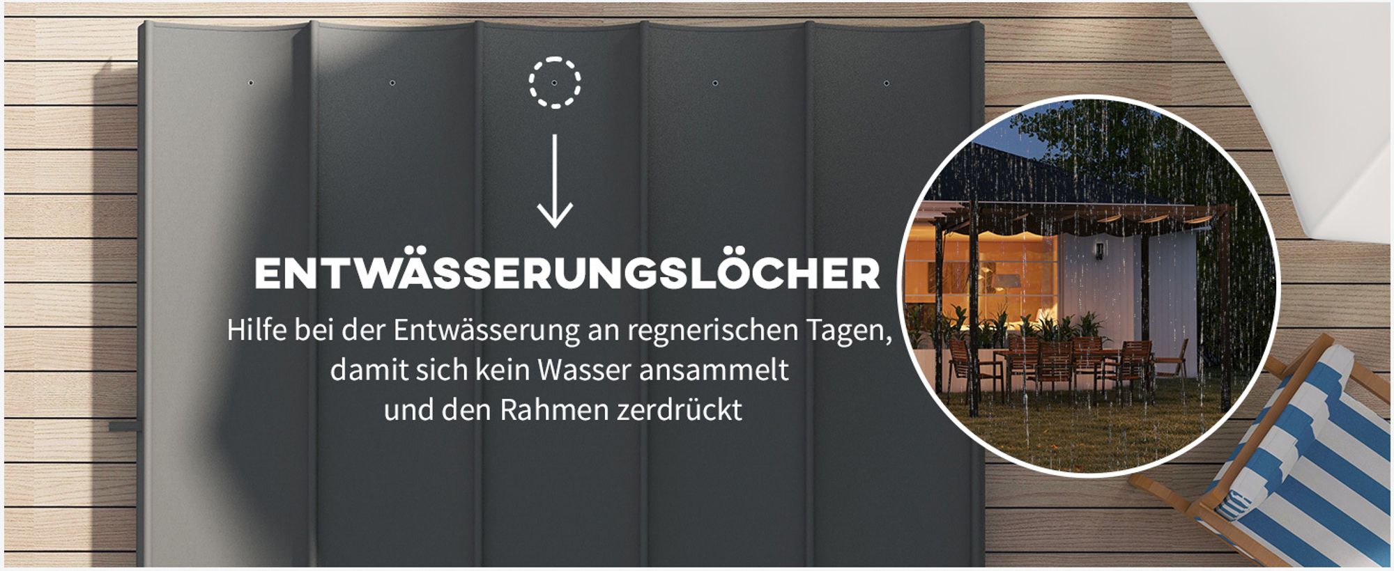 Outsunny Ersatzdach für Pergola, 2,5x2,55m Pergola-Dach mit Entwässerungslöchern