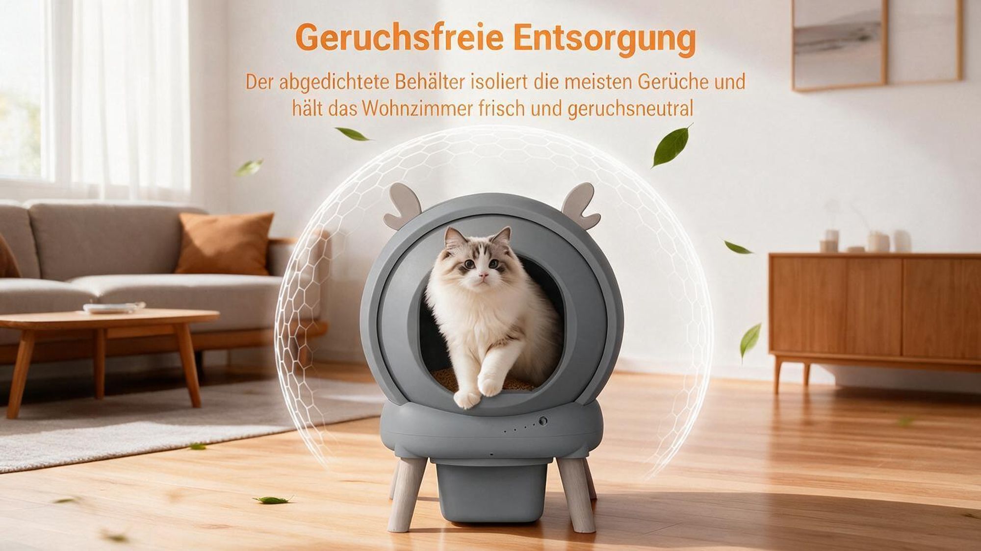 Katzentoilette Selbstreinigende XXL Katzenklo mit App-Steuerung, für mehrere Katzen, 9-fach Anti-Klemm-Sensoren, geruchsarm, leise, Grau