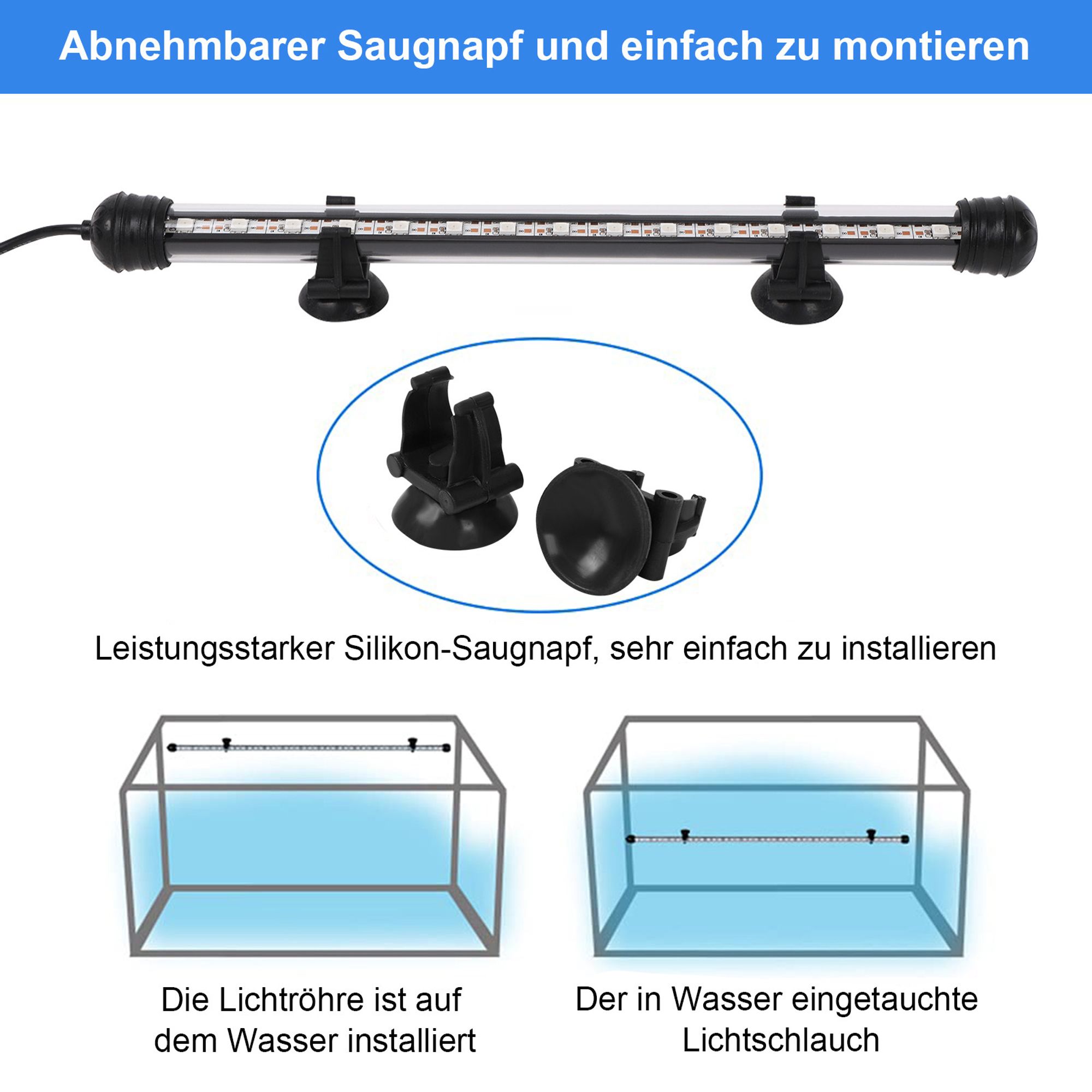 38cm Aquarium LED Lampe IP68 Wasserdicht 5W 21LEDs RGB Beleuchtung Aquarium Licht mit APP Fernbedienung Aquarienpflanzen Licht DIY Aquarienbeleuchtung