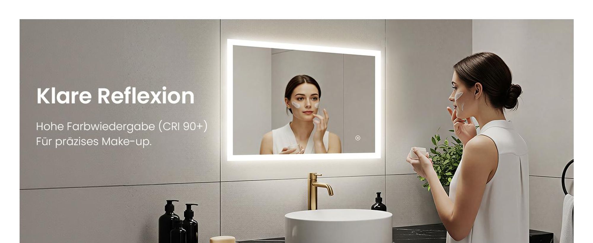 Heilmetz LED Badspiegel 50 x 70 cm Badezimmerspiegel Wandspiegel Lichtspiegel Kaltweiß 6500K Dimmbar Touch-Schalter Memory-Funktion