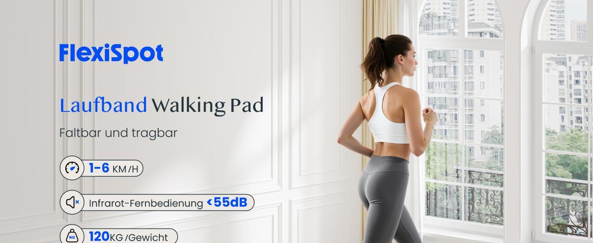 FlexiSpot Foldex Laufband 180° Faltbar, 4 in 1 Tragbares Walking Pad mit Fernbedienung und LED Display 120 kg Belastbar für Home Office & Zuhause