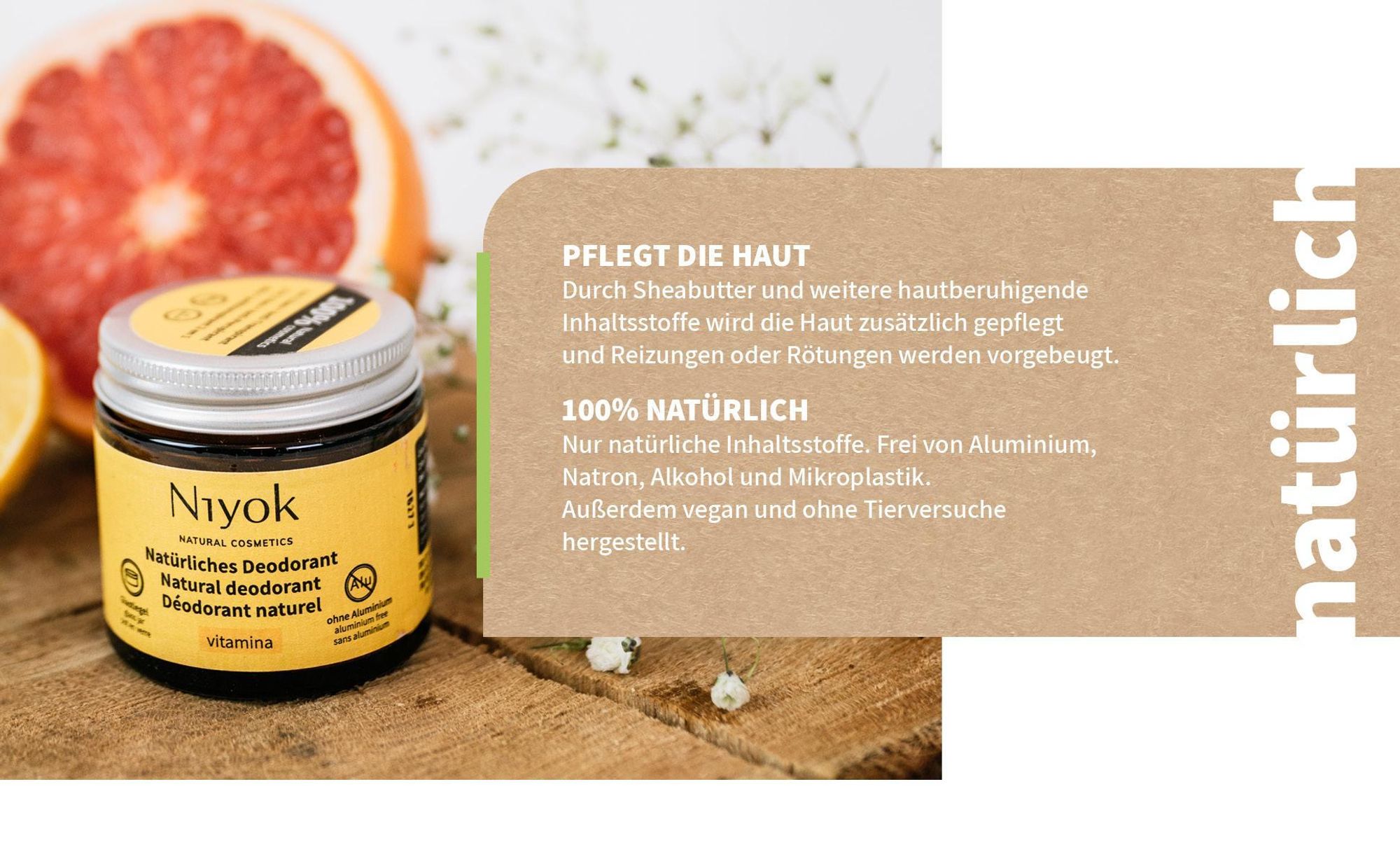Niyok 2-in-1 anti-transpirante Deocreme "Light Ocean" (40ml) - Natürliches Deo ohne Aluminium - 24h Schutz vor Geruch & Schweiß,Deodorant Creme Unisex