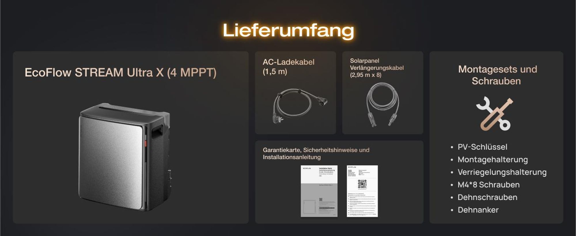 EcoFlow STREAM Ultra X 3,84 kWh 0% VAT Balkonkraftwerk mit Batteriespeicher, Plug & Play Solarsystem (Generalüberholt)