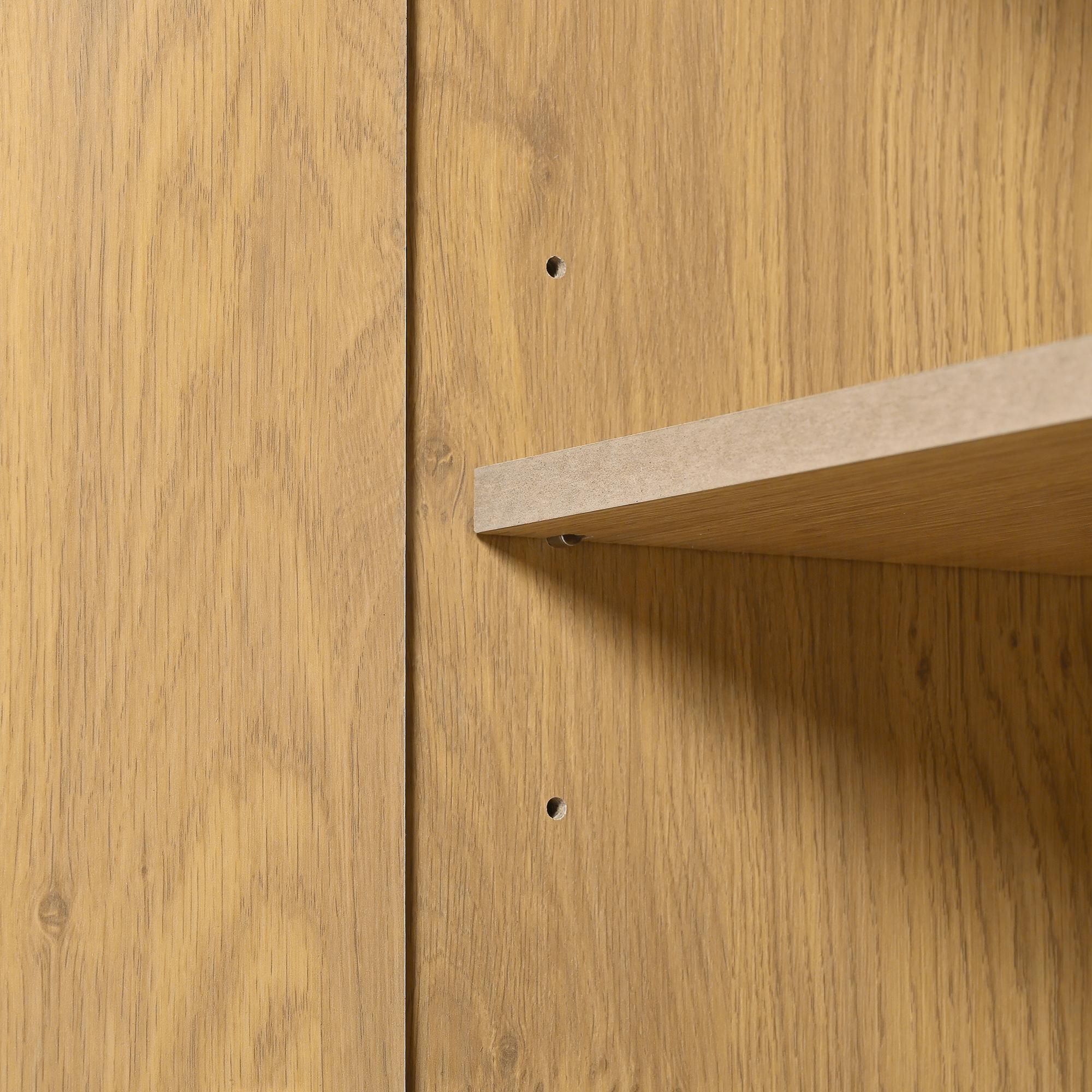 Merax Sideboard Kommode Holz, mit 3 Schubladen, 2 Türen, Zum Öffnen drücken, TV-Schrank, Buffet, 3D Linien, 140×40×75 cm, Natural+Schwarz