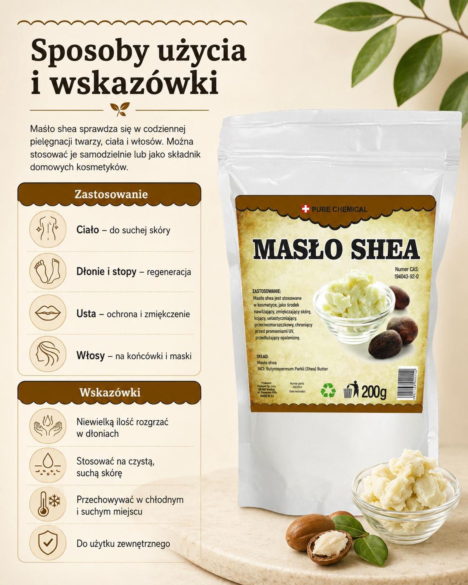 Masło shea nierafinowane sposób użycia