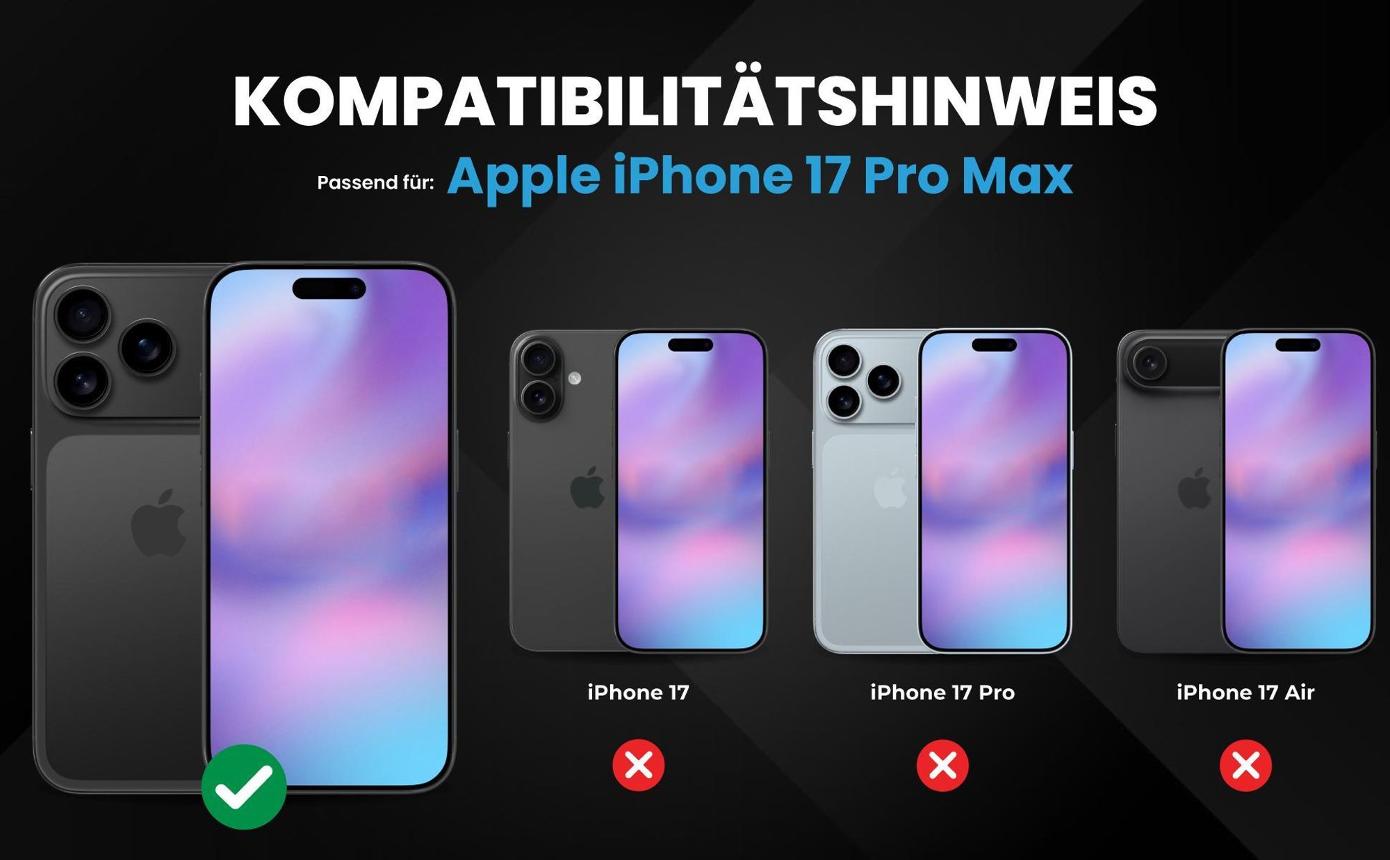 Kompatibilitätshinweise Hülle für Apple iPhone 17 Pro Max