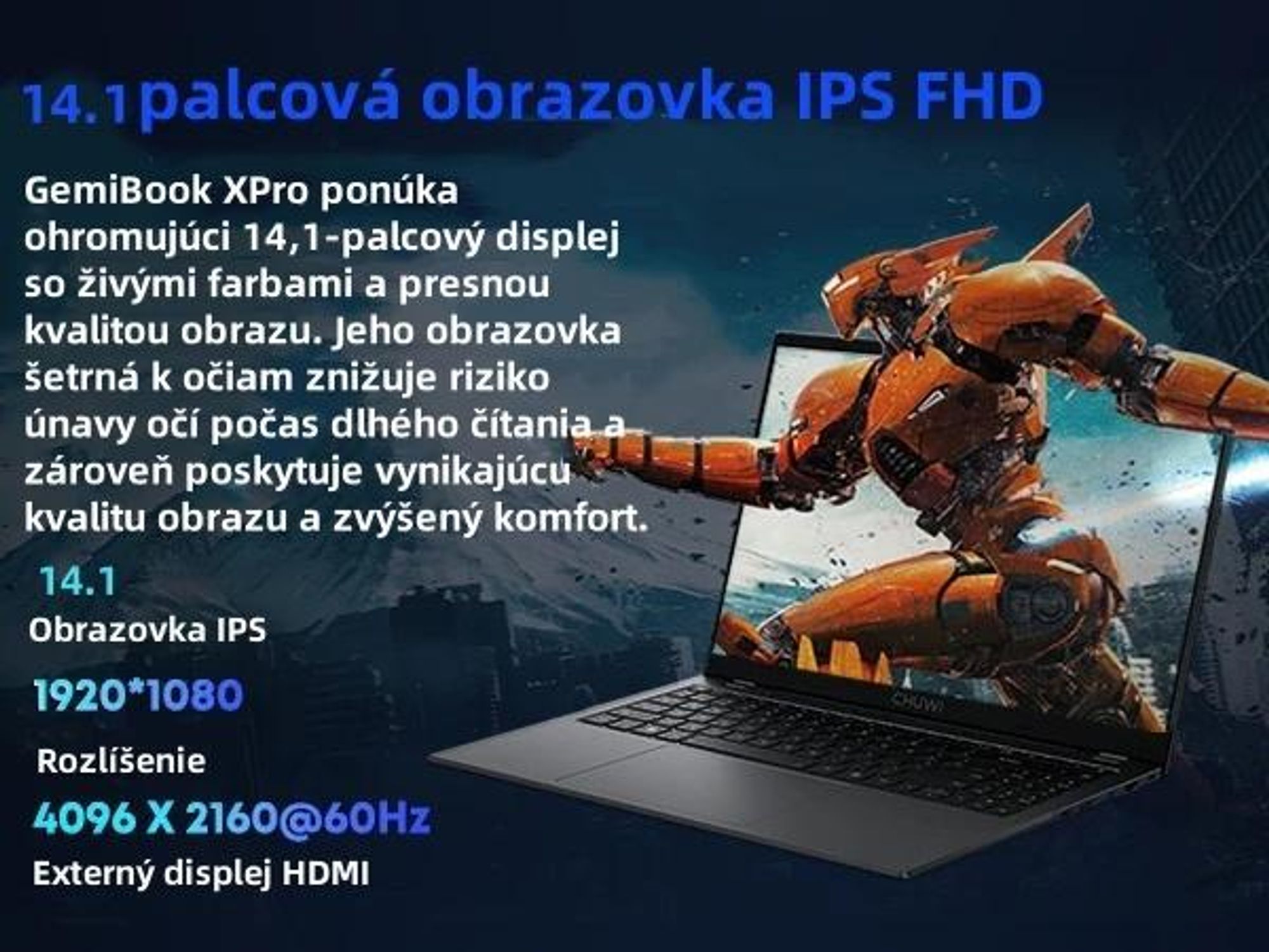 Notebook CHUWI GemiBook XPro - Procesorom Intel N100 Displej 14.1" Windows 11 8+256GB Batéria 5000mAh - Sivá