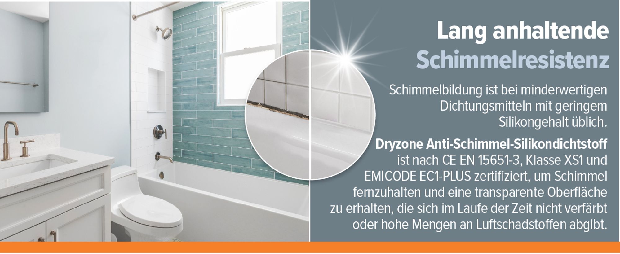Dryzone Schimmelresistentes Sanitär Silikon (310 ml, Transparent) – Langlebiges wasserfestes Silikon, geringer VOC-Gehalt, ideal für Bad