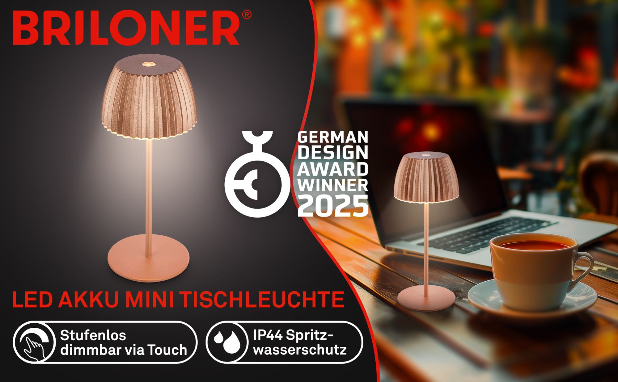 LED Tischlampe Akku LED Tischleuchte Dimmbar Kabellos Touch Aussen/Innen