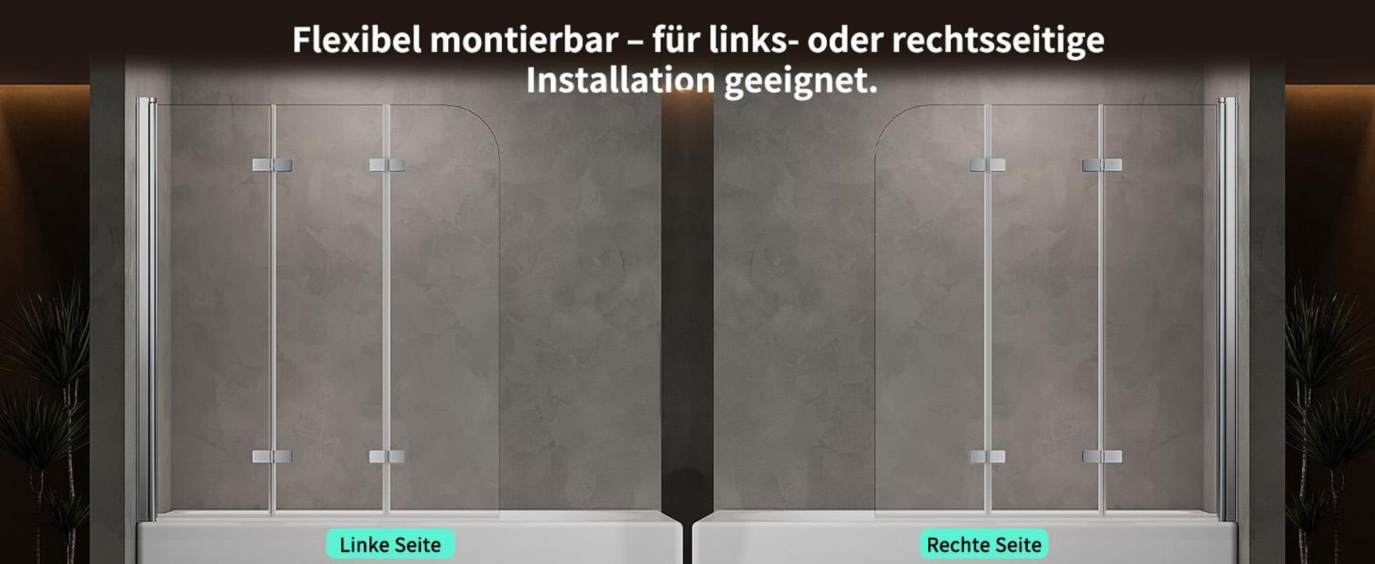 Duschabtrennung Faltbar Duschwand für Badewanne 120x140cm 3-Teilig Badewannenfaltwand Klar Silber Badewannenaufsatz aus ESG GLAS Duschtrennwand