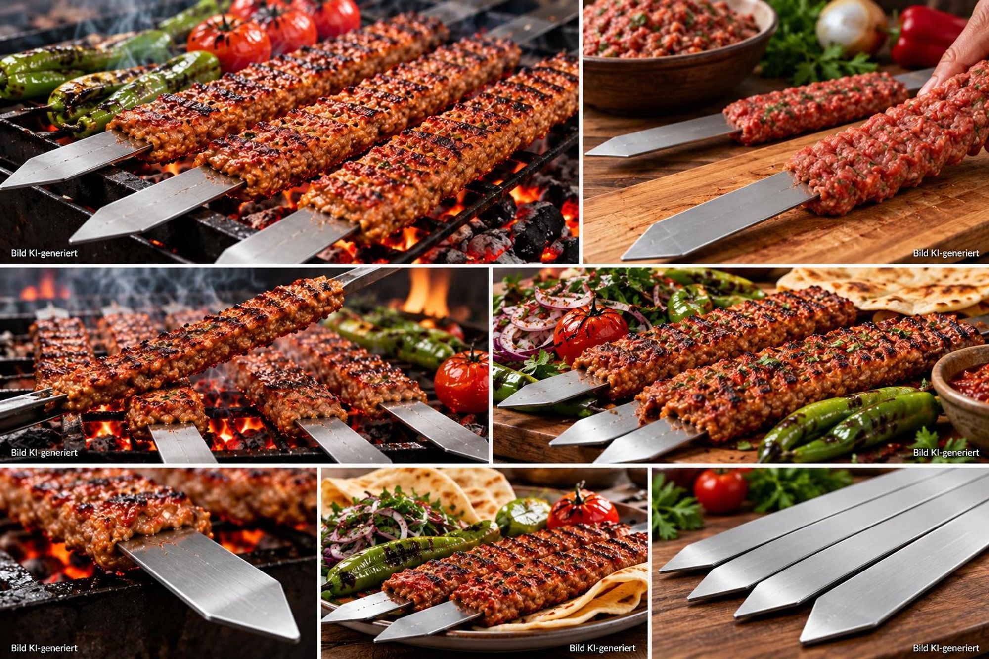 Edelstahl Adana Grillspieße extra breit 24mm und 450mm lang (6)
