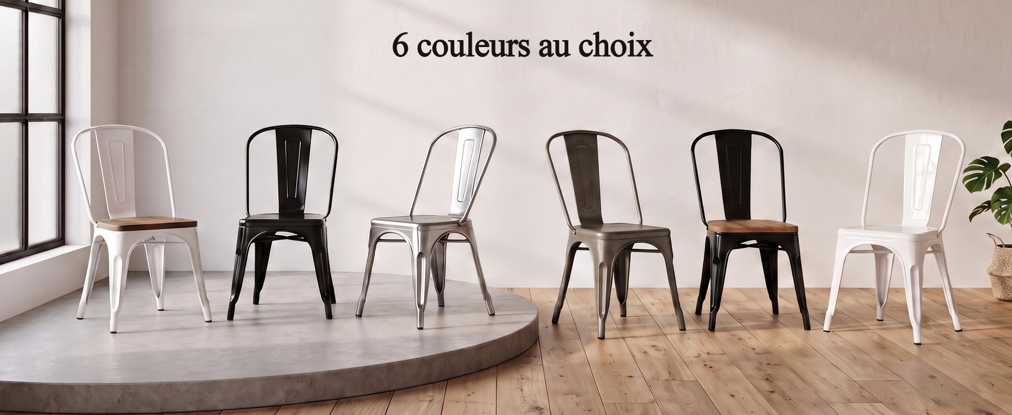 Duhome Chaise en métal Chaise de bistrot set de 4 en fer Chaise de salle à manger avec dossier, chaises de cuisine empilables, noir