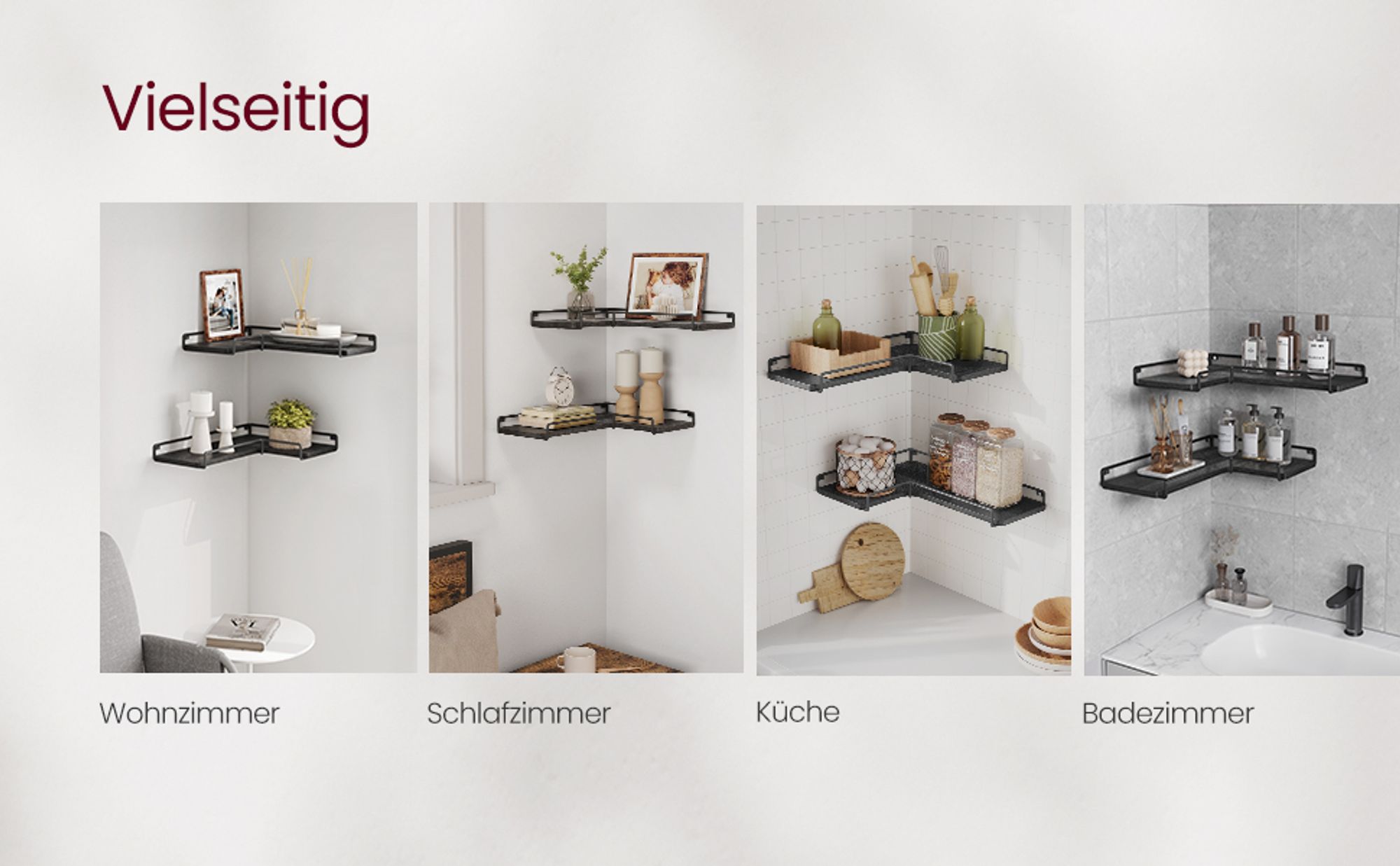 VASAGLE Eckregal, 2er Set L-förmig , Wandregal, Industrie-Design, für Wohnzimmer,schwarz SLL831B22