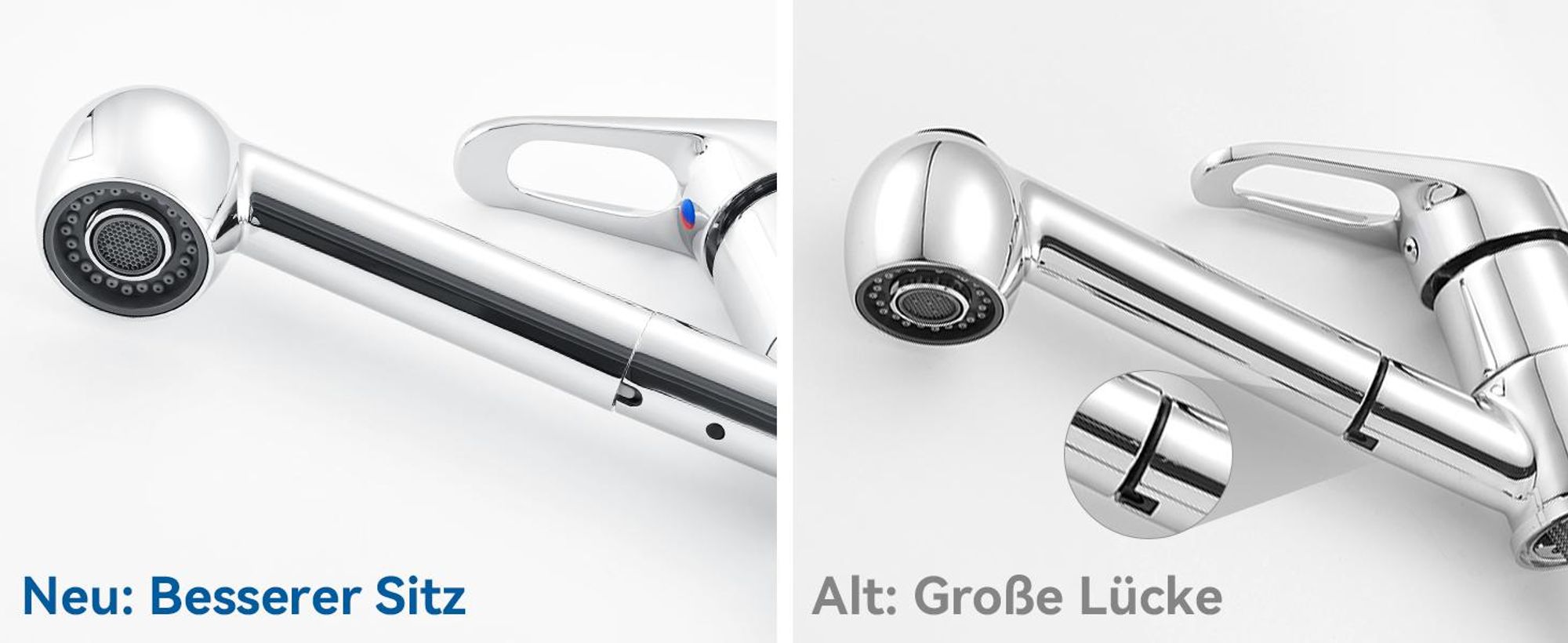 Niederdruck Küchenarmatur ausziehbar 70 cm, Wasserhahn Küche mit 2 Strahlarten, 360° drehbar, Spültischarmatur Chrom mit Brause, für Boiler, Auralum