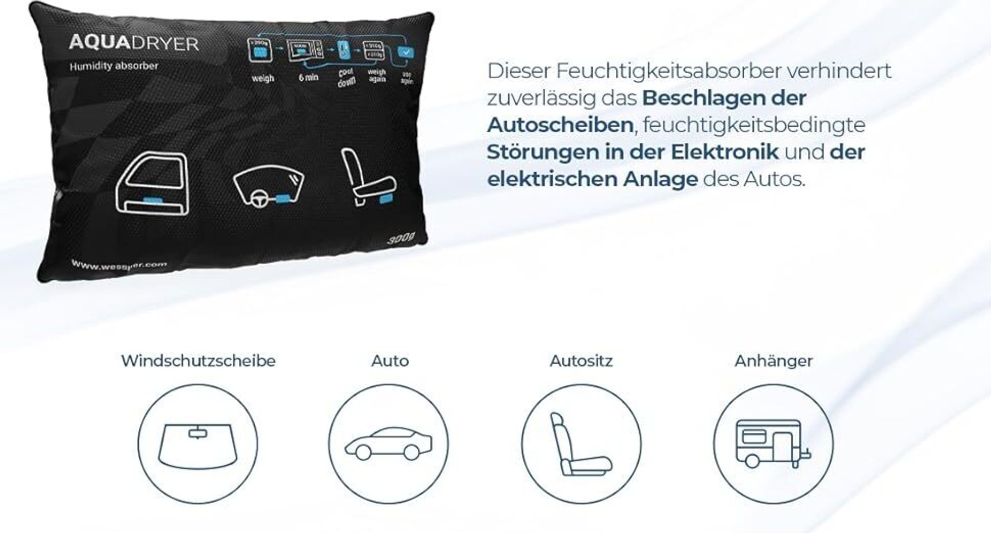 2x Wessper Luftentfeuchter Beutel wiederverwendbar, aufladbar Wessper Raumentfeuchter aus Silica Trockenmittel, Feuchtigkeits Granulat für Kleiderschrank, Auto, Schuhe, Schlafzimmer, Abstellräume 600g