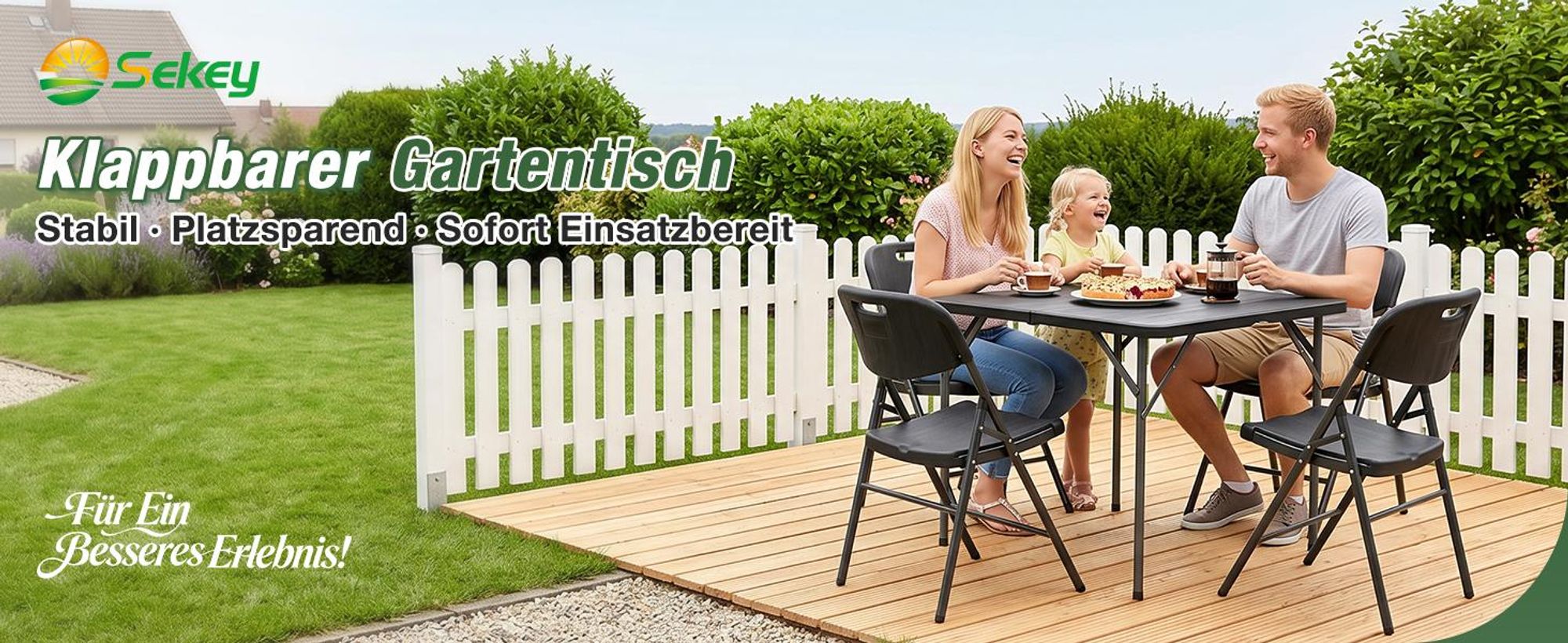 Sekey Gartentisch Klappbar Holz Optik Campingtisch Klapptisch 4 Personen