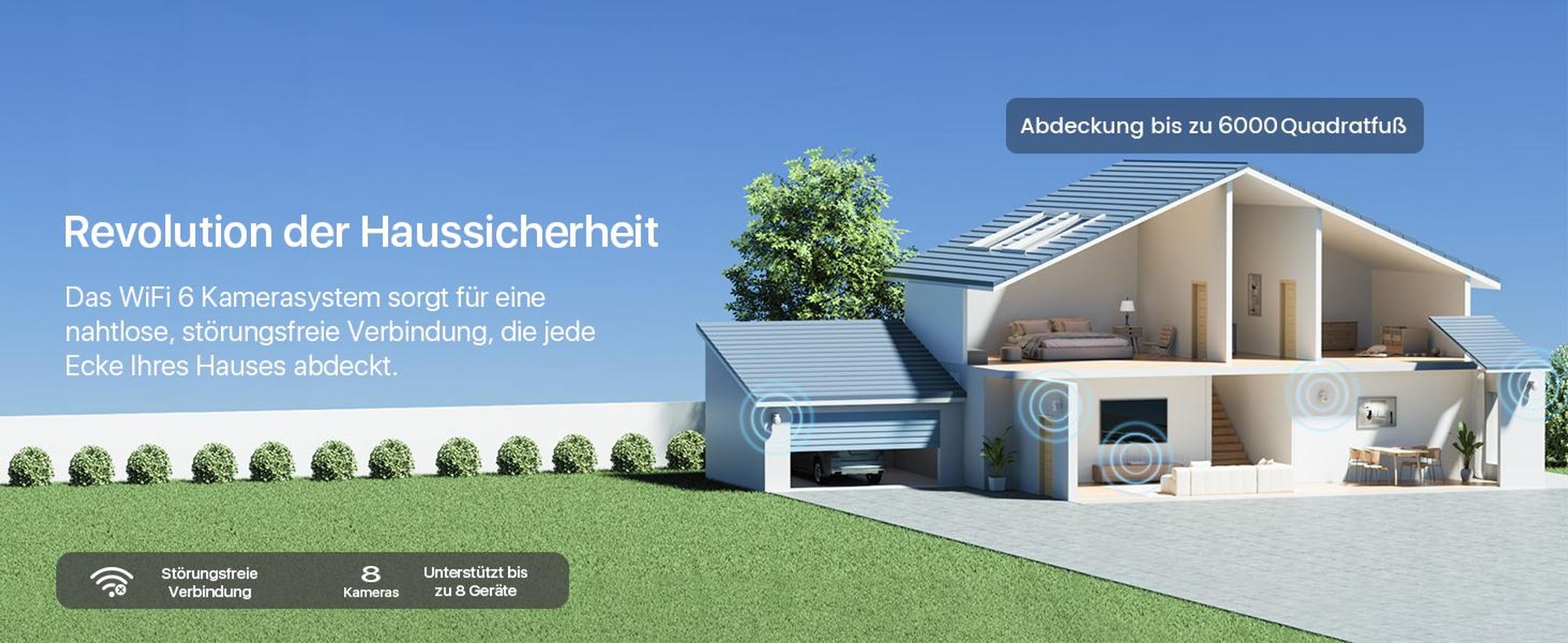 ZOSI 3K 5MP Wi-Fi 6 Überwachungskamera Set mit 2X 360° PTZ WLAN Kamera Aussen, 64GB Karte, Personenverfolgung, Farbnachtsicht, 2-Wege-Audio, C280