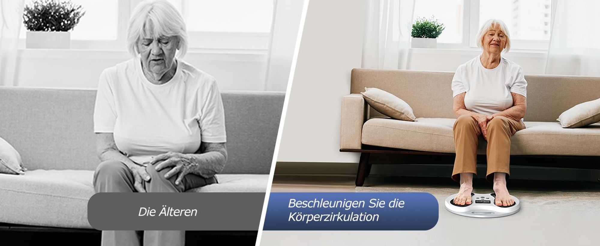 EMS Durchblutungsstimulator Fußmassagegerät | Reizstromgerät gegen Neuropathie & Schwellungen | Inkl. 4 TENS-Pads für Füße & Beine