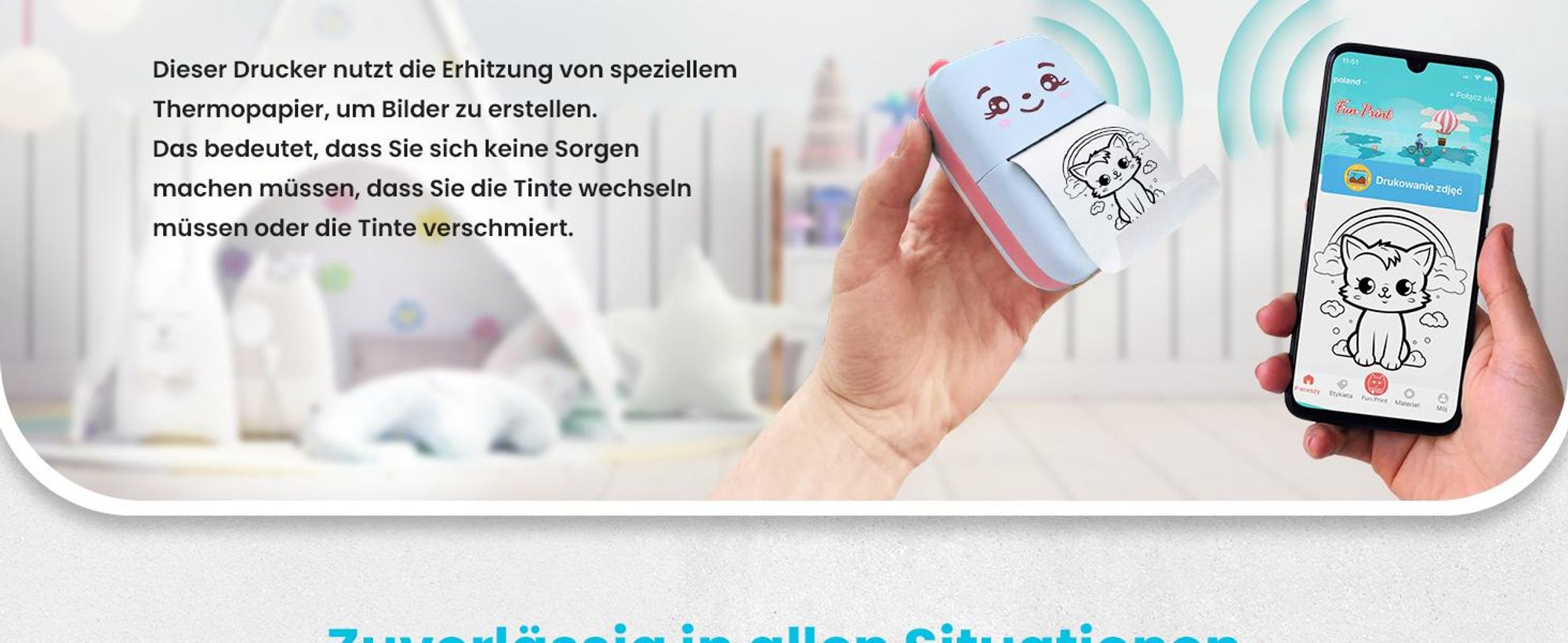 Extralink Drucker Thermodrucker Bluetooth USB-C 1200 mAh Etikettendrucker Taschendrucker