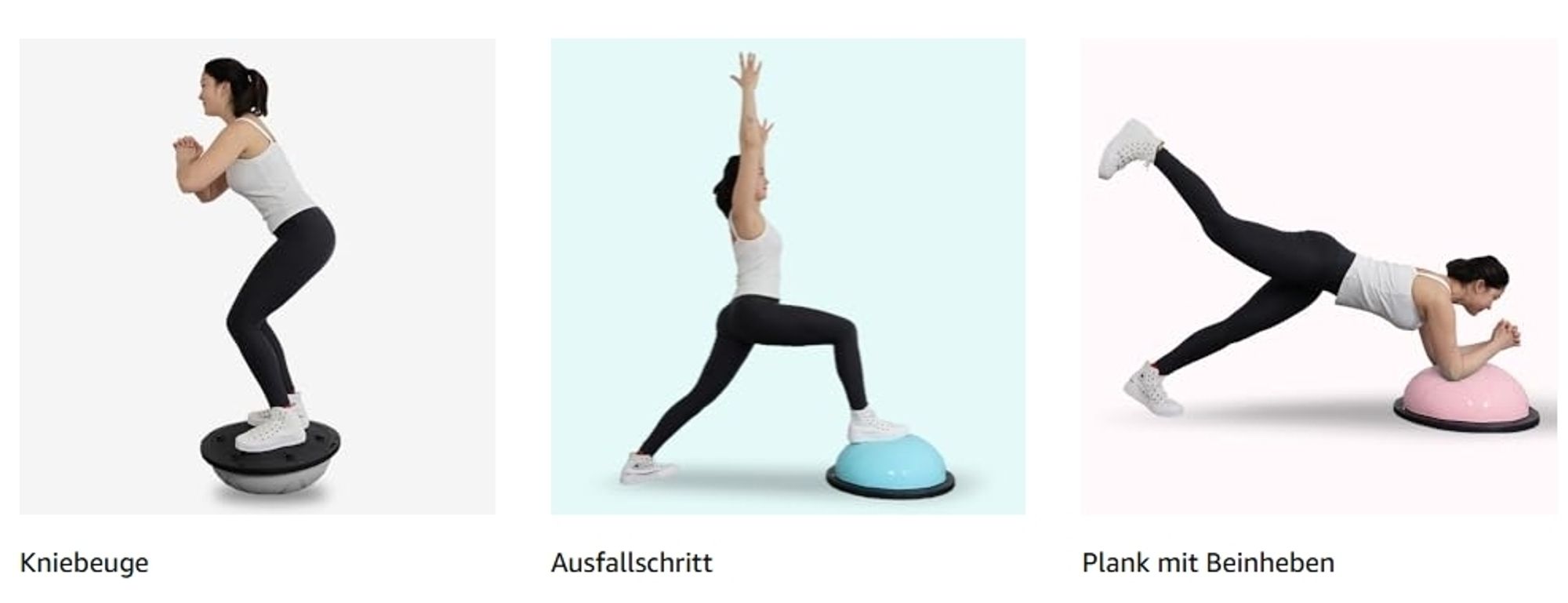 DH FitLife Balance Ball, Yoga Gleichgewichtstrainer Φ60*22cm bis 200 KG belastbar, halber Gymnastikball Fitness Balance Board, Balance-Board mit Pumpe und 2 Fitnessbändern
