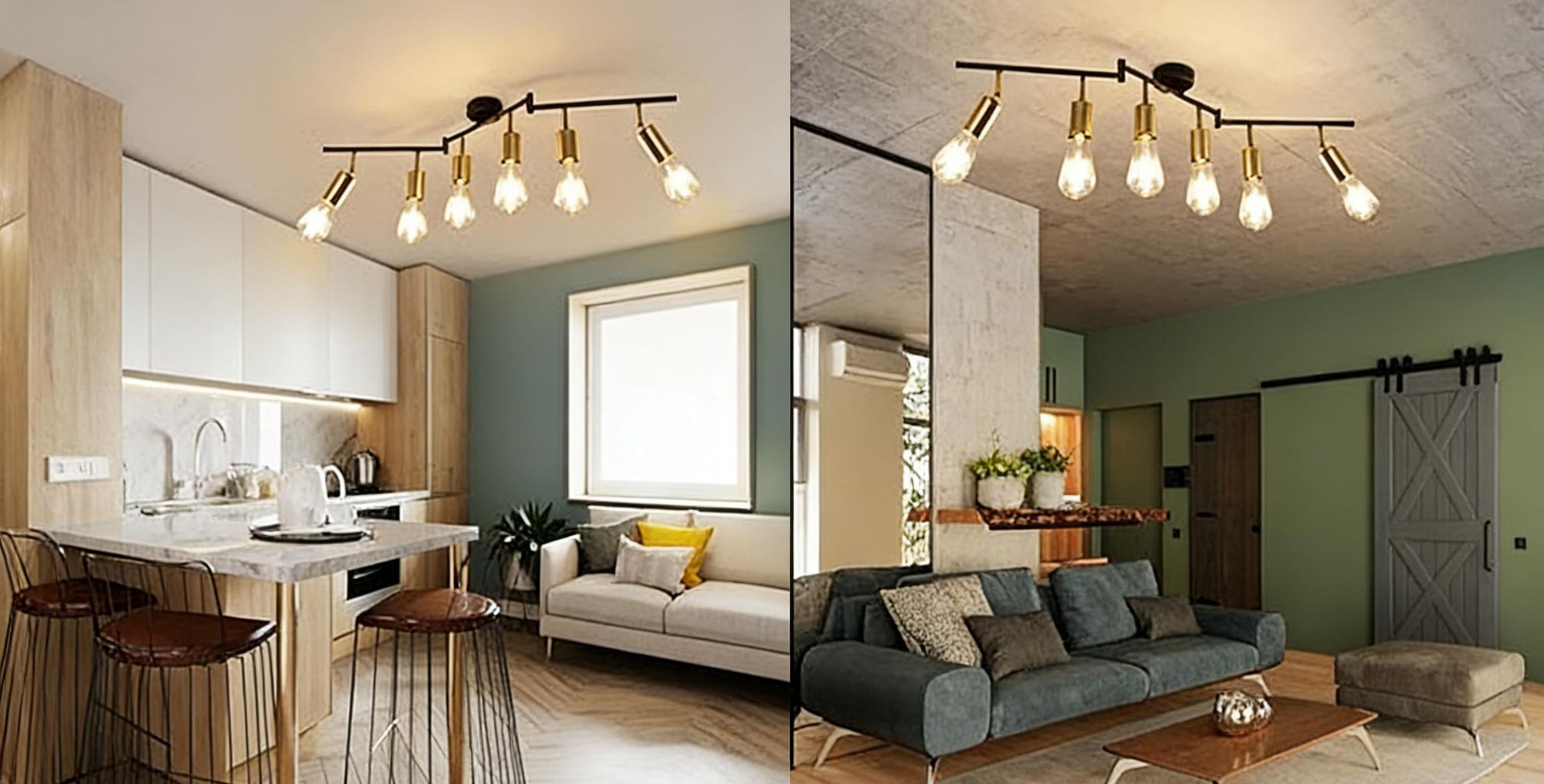 ZMH Deckenleuchte Schwarz Wohnzimmer Deckenstrahler mit 6 Flammig E27 Retro Metall für Schlafzimmer Küche Ohne Leuchtmittel