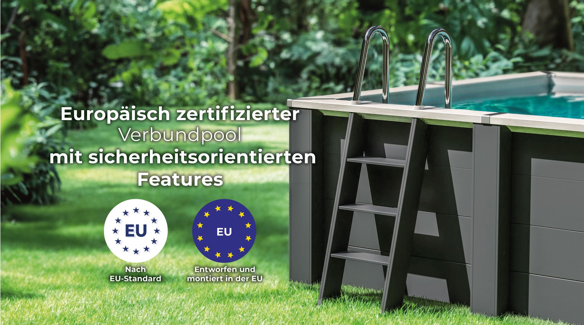 GRE Rechteckiger Composite-Pool KPCOR46T – 455 x 315 x 126 cm, Komplettset