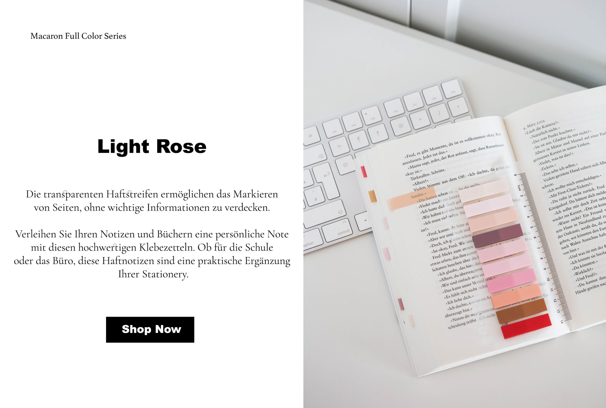Ordinate-Light Rose Transparente Haftnotizen, Klebezettel, Haftstreifen, Haftmarker, für Büro, schule zubehör, Lesezeichen