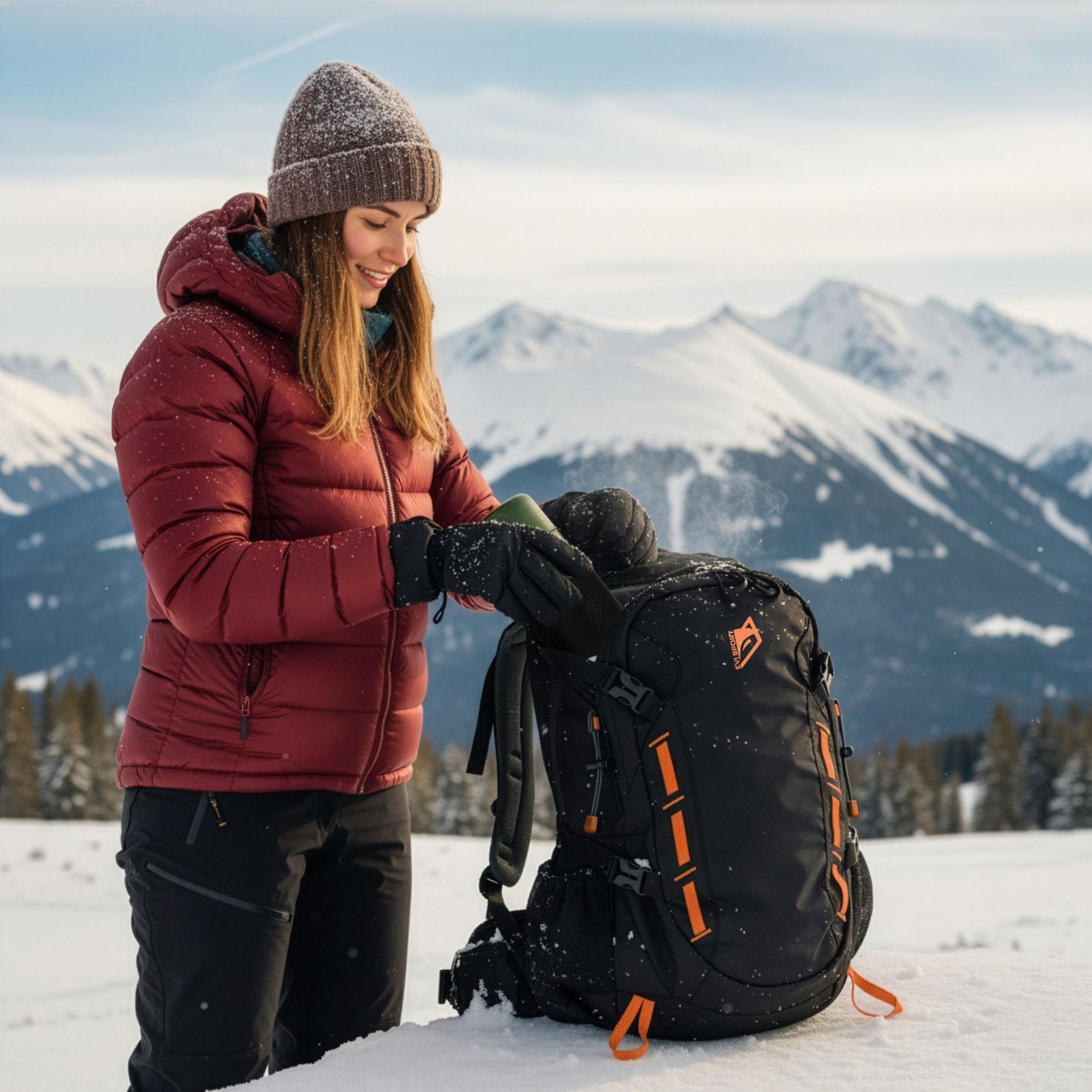 Wanderrucksack 40L Trekkingrucksack Herren & Damen, Titan-Core™ Nylon Outdoor Rucksack mit Regenschutz & Hüfttaschen, EVI SPORT Explorerpack Schwarz