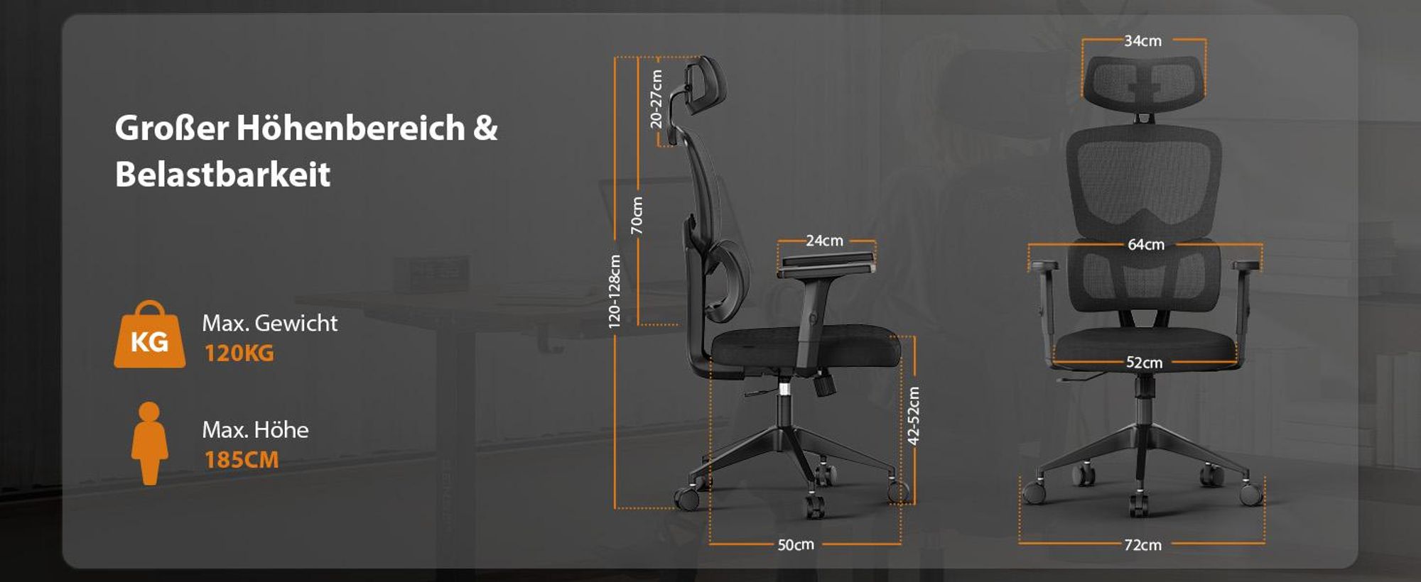 SENSE7 VENO Ergonomischer Bürostuhl Schreibtischstuhl Weiß Geteilte Rückenlehne Kopfstütze Netzrücken Homeoffice Chefsessel PC Stuhl Gummirollen 120kg