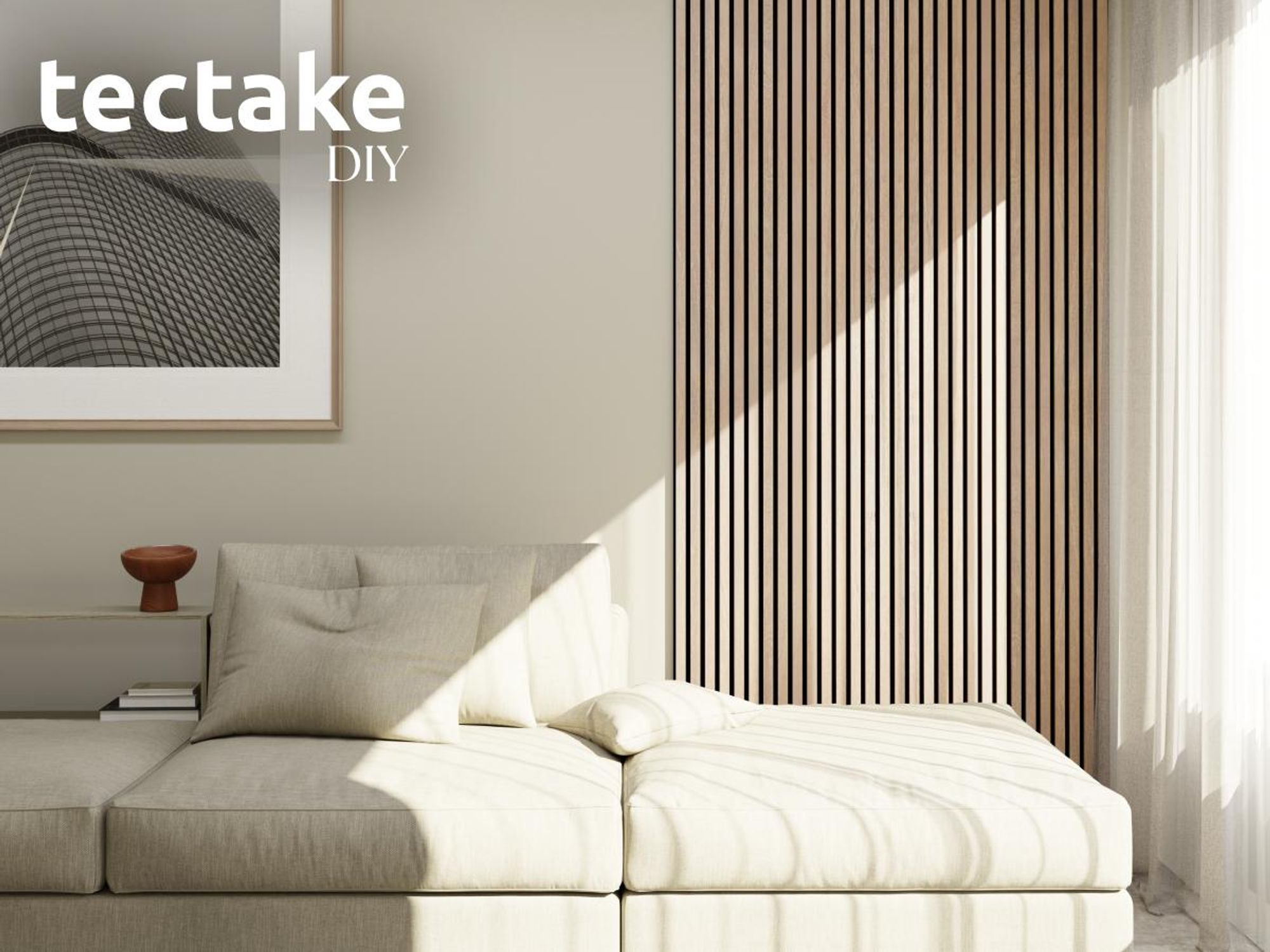 tectake® Akustikpaneele Sonic Wall Holzoptik in Eiche dunkel je 60 x 120 x 2,1 cm, Größe flexibel anpassbar