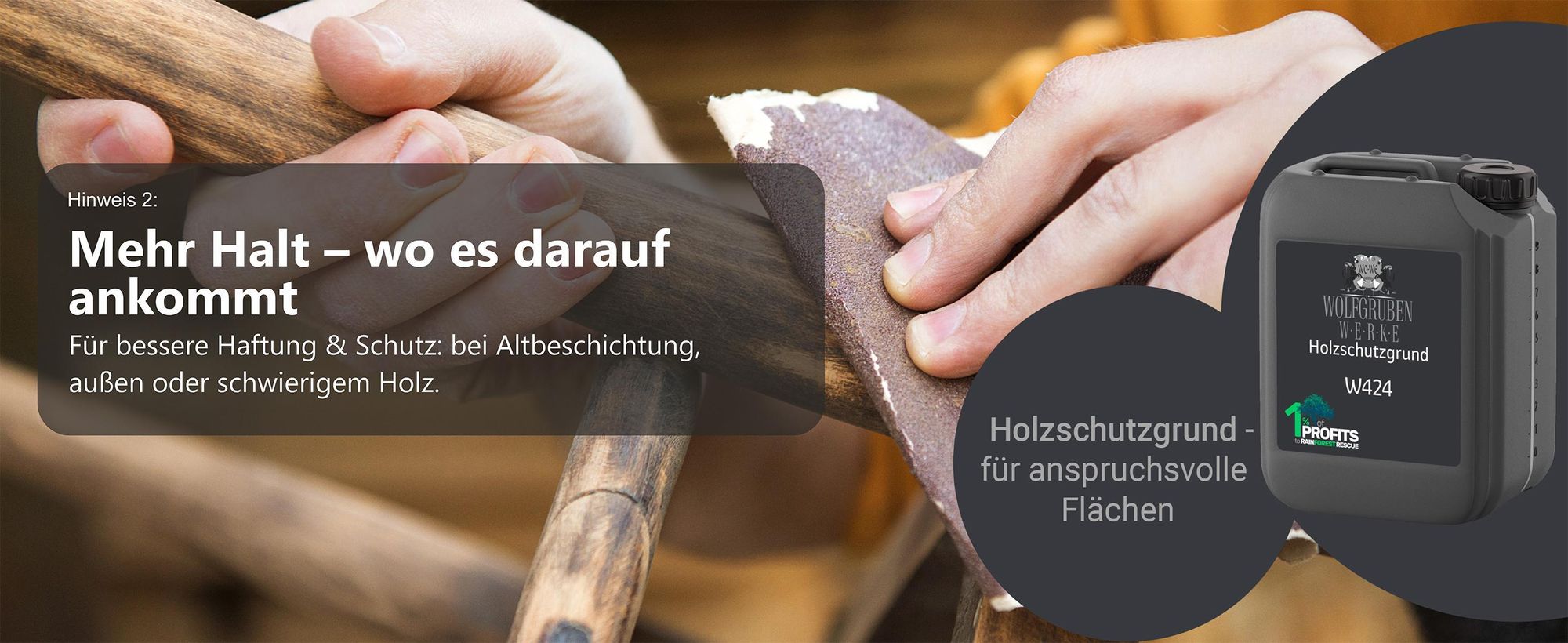 WO-WE Holzschutzgrund W424 für bessere Haftung und Schutz bei schwierigem Holz.