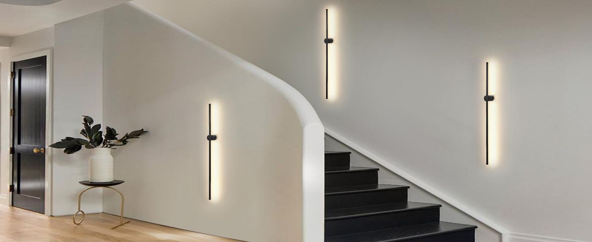 ZMH 2er LED Wandleuchte innen Wandlampe 60CM Schwarz Flurlampe SchwenkbarTreppenhauslampe 3000K Wandbeleuchtung für Wohnzimmer Schlafzimmer Bett Flur