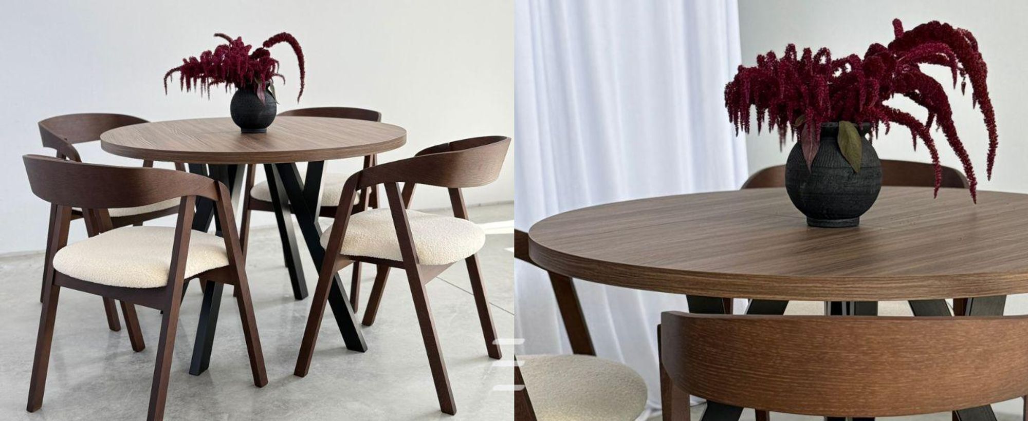 Runder Ausziehbarer Tisch für Esszimmer, PERO, Loft-Stil, Skandinavische, Durchmesser: 110 / 210 cm, Farbe: Weiss