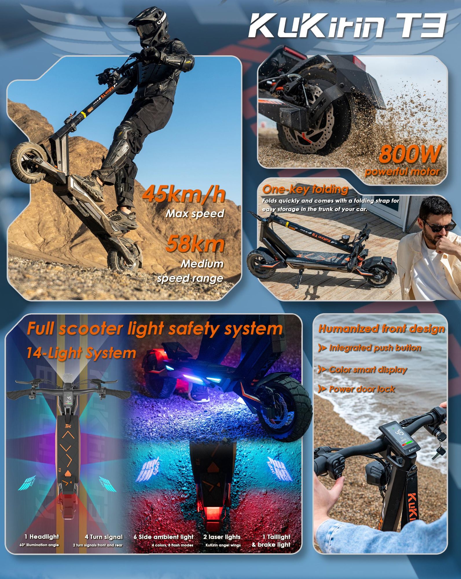 T3 - Trottinette électrique pliable - Batterie 48V 15.6Ah - Pneus 10'' - Amortisseurs avant et arrière - Autonomie 55KM - Nior