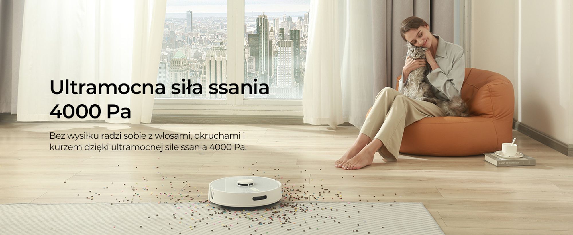 Redkey R10 robot odkurzający, stacja odsysania kurzu 4L, 4000Pa moc ssania, robot odkurzający z funkcją mopowania, 150 min robot odkurzający, nawigacj