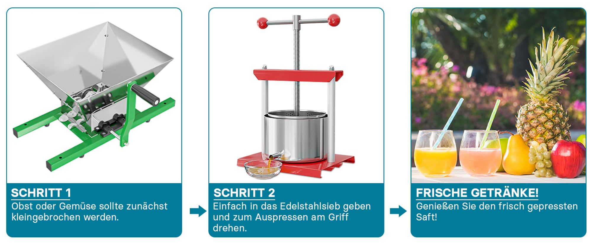 Wiltec Obstpresse 6L Weinpresse aus Stahl Edelstahlkorb Fruchtpresse mit 2-armigen Drehgriff Saftpresse Beerenpresse