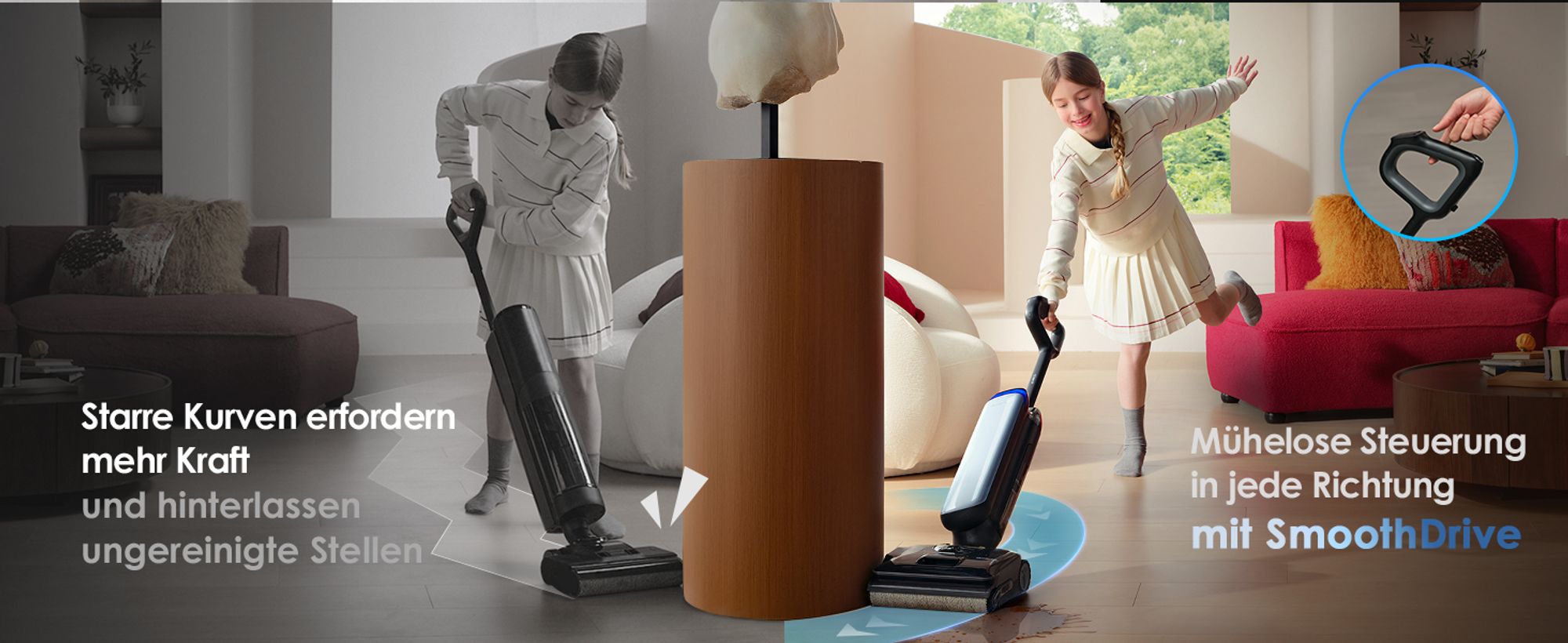 Tineco Floor One S9 Artist Nass Trockensauger, 22kPa 360° SmoothDrive, Anti-Tangle, Selbstreinigung, 50 Min. Laufzeit Beidseitige Reinigen, Stilvoller