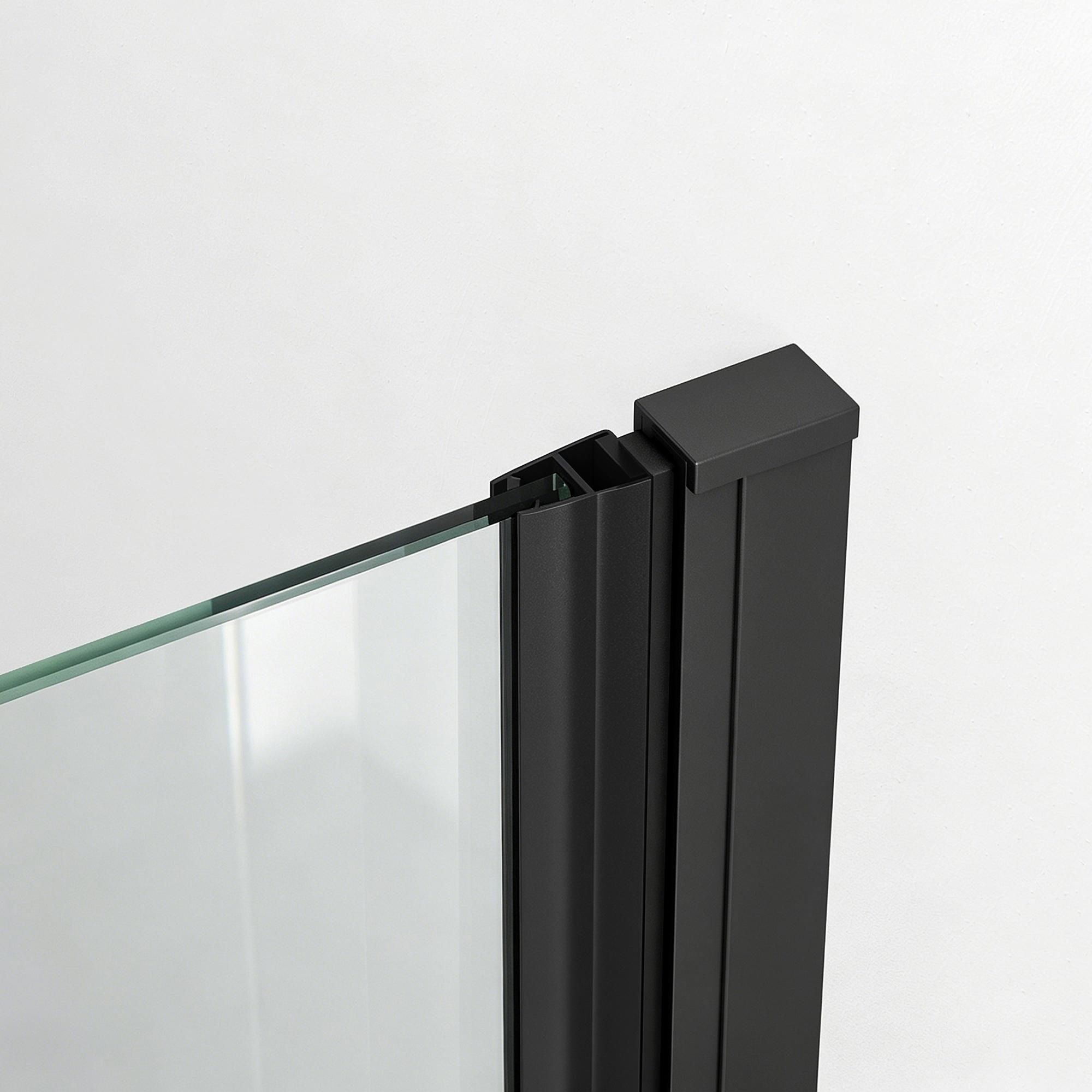 Nischentür 80x187cm Duschkabine Falttür 5mm ESG-Sicherheitsglas Schwarz Duschabtrennung mit Wandausgleich – links und rechts montierbar