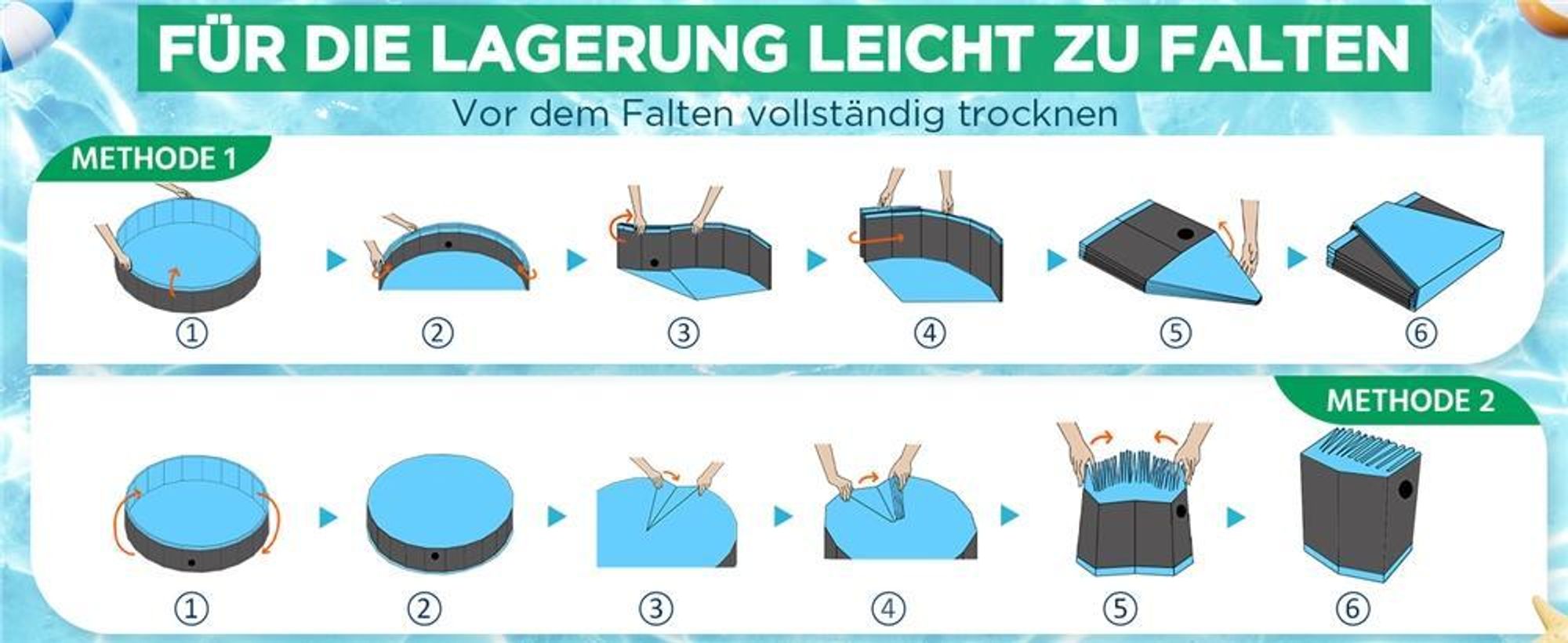 Yaheetech Faltbare Hundepool ⌀100 cm, Planschbecken für Hunde, mit Badebürste & 4 Flicken, Anti-Rutsch Hundebadewanne aus PVC, Schwarz