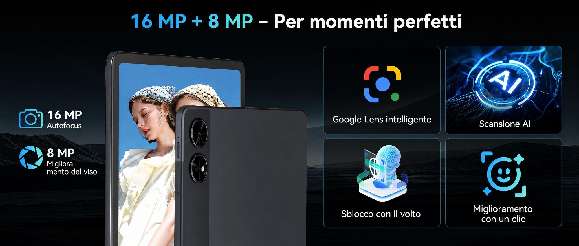 BESTTAB T60, tablet Android 16 da 12,2 pollici con 48 GB di RAM (12 + 36 GB), 256 GB/2 TB di memoria, processore Octa-Core e batteria da 10000 mAh, inclusi: penna, custodia, mouse e tastiera