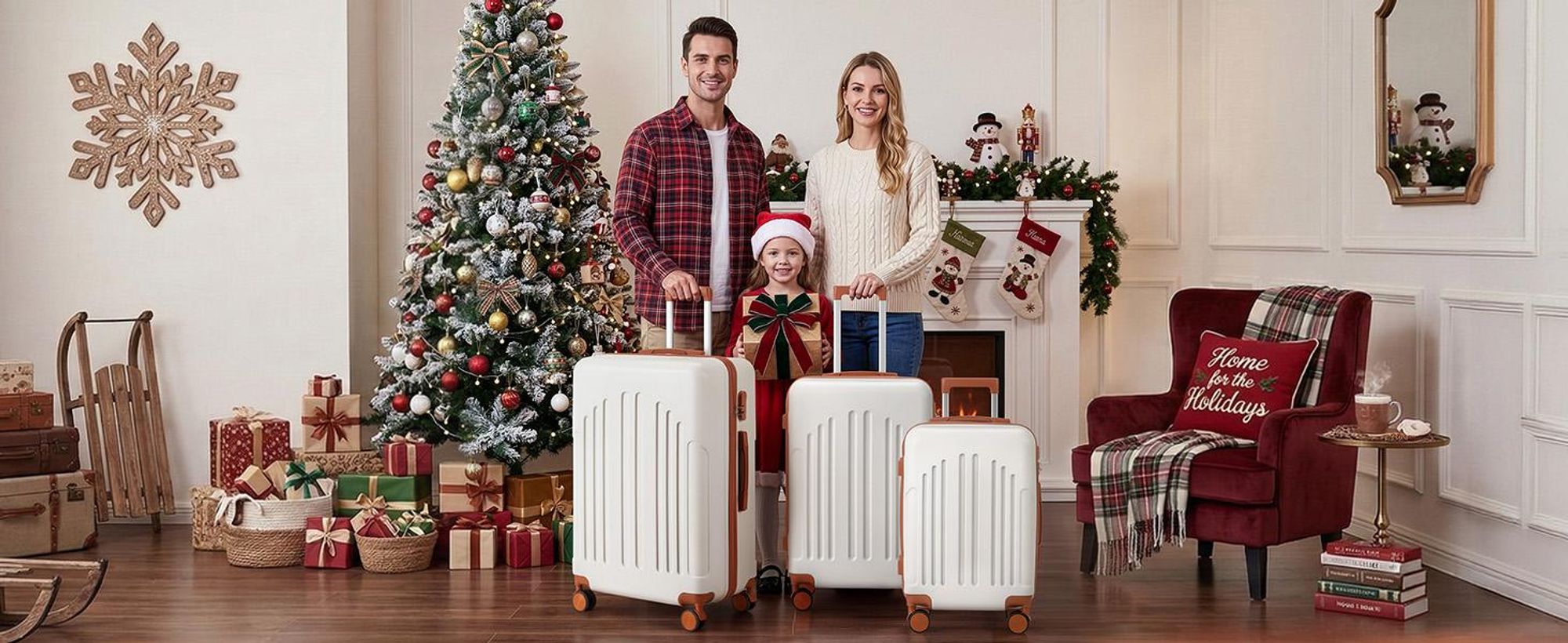 FCH 3tlg. Hartschalenkoffer Trolley Reisekoffer M/L/XL 360° Rollen Creme