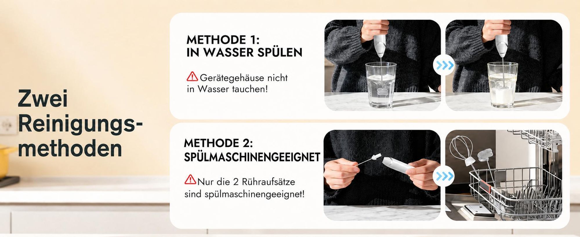 Milchaufschäumer Elektrisch, 3-in-1 Milch Frother mit Ständer, 3 Geschwindigkeiten,  USB-C Aufladbar, für Cappuccino, Latte, Matcha & Protein-Shakes