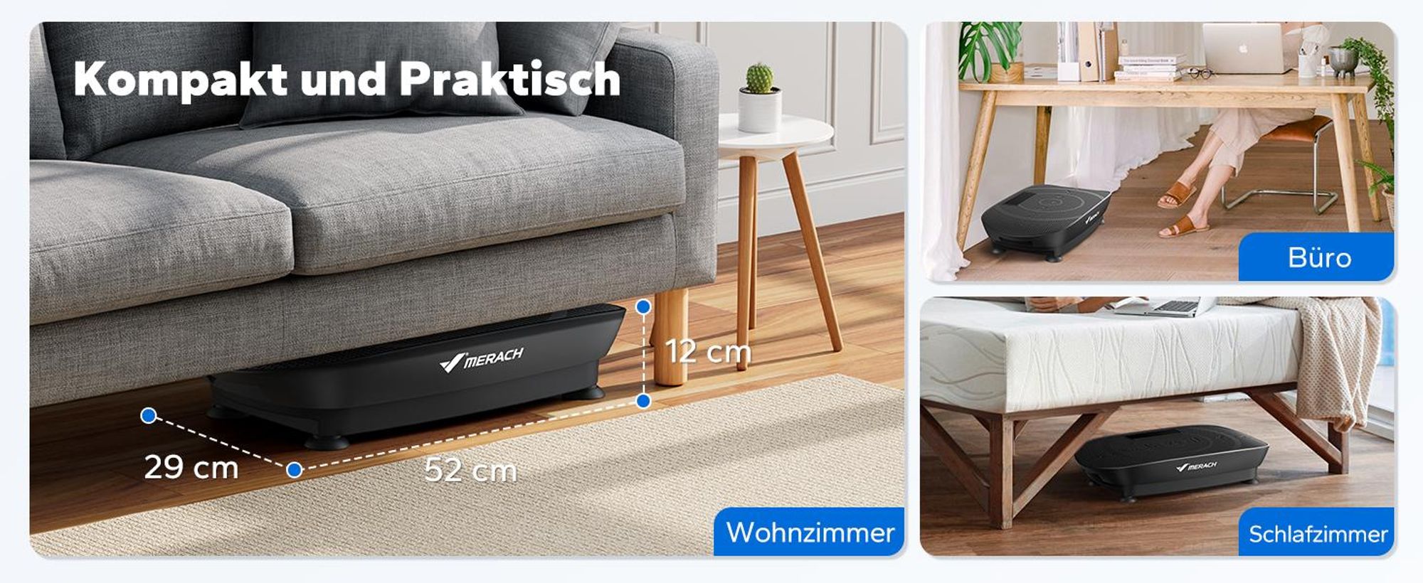 Vibrationsplatte – Mini-Vibrationsplattform mit LED-Display, mit Fernbedienung, für Ganzkörpertraining zu Hause, bis 136 kg