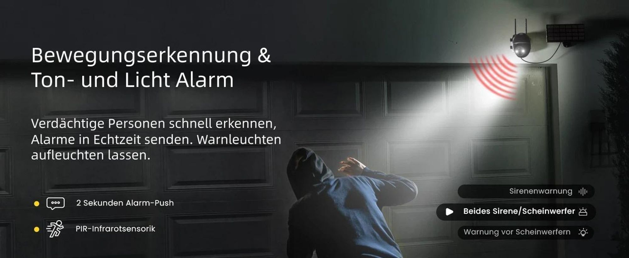 ieGeek 5MP Überwachungskamera WLAN für den Außenbereich kabellos Solar 360 ° PTZ Solarkamera Akku 2,4 GHz Nachtsicht Farbe PIR-Erkennung 2-Wege-Audio