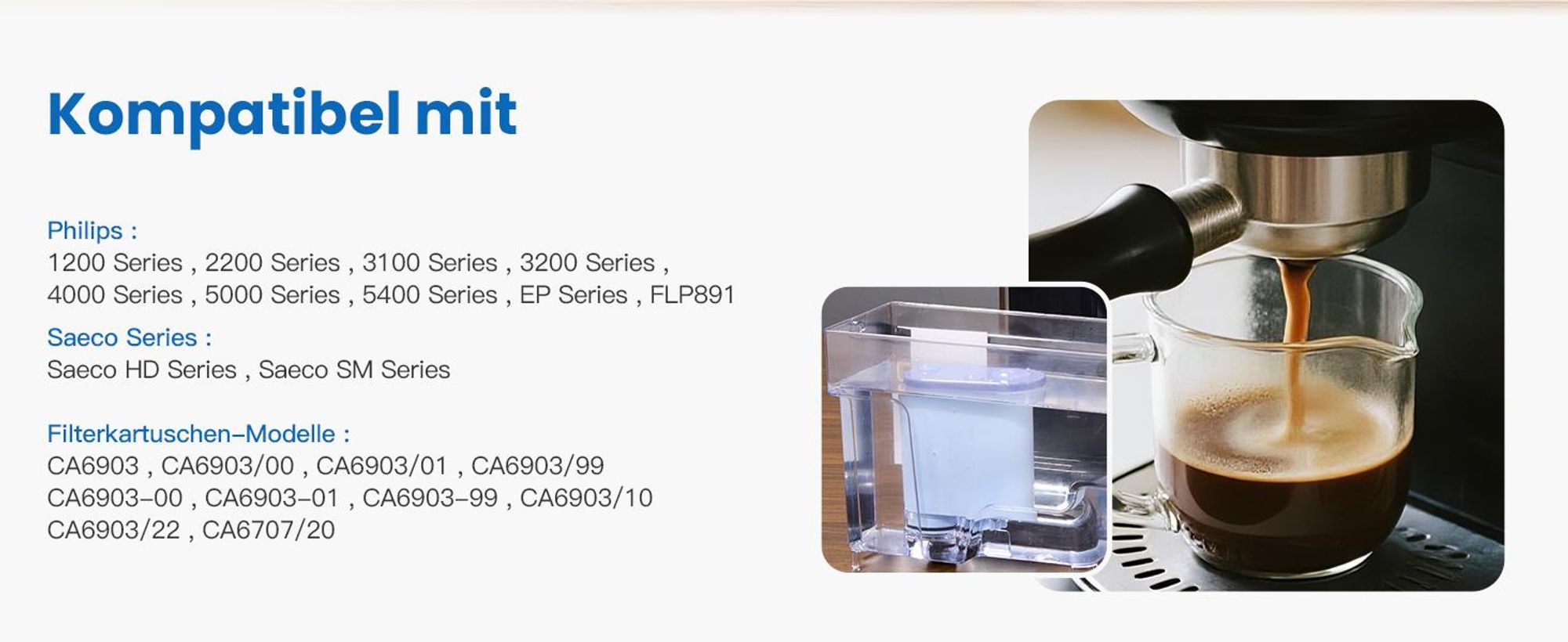6er Pack Wasserfilter Kaffeevollautomat für Philips Aqua Clean CA6903/10 & CA6707/20, Kompatibel mit Saeco und Philips Aquaclean filter