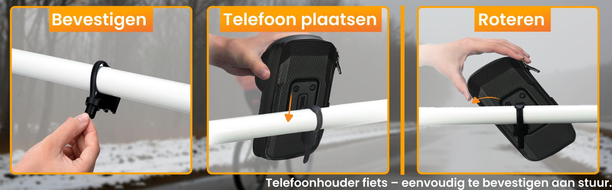R2B Waterdichte Telefoonhouder Fiets tot 7 inch - 360° Draaibaar